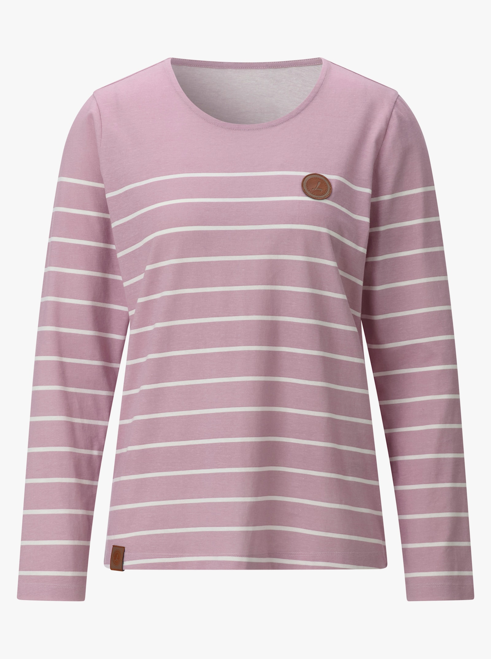  Ringelshirt aus reiner Baumwolle - mauve-ecru
