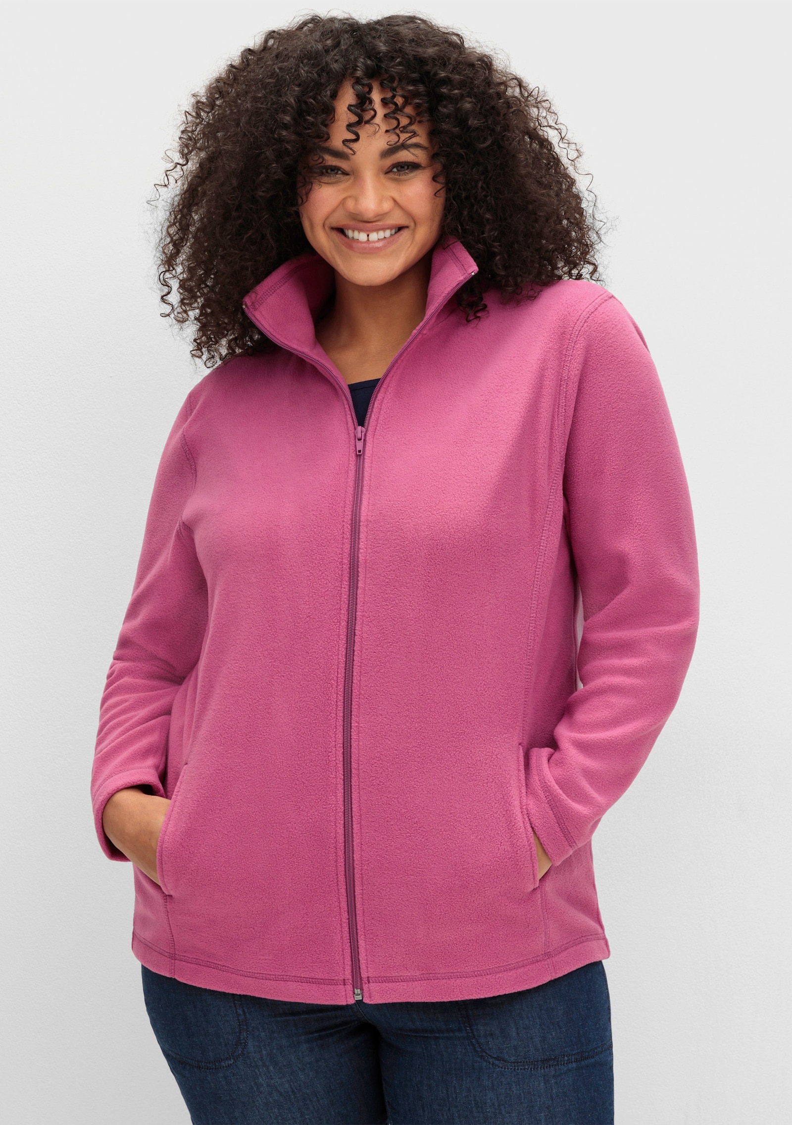 Fleecejacke mit zwei Taschen - fuchsia