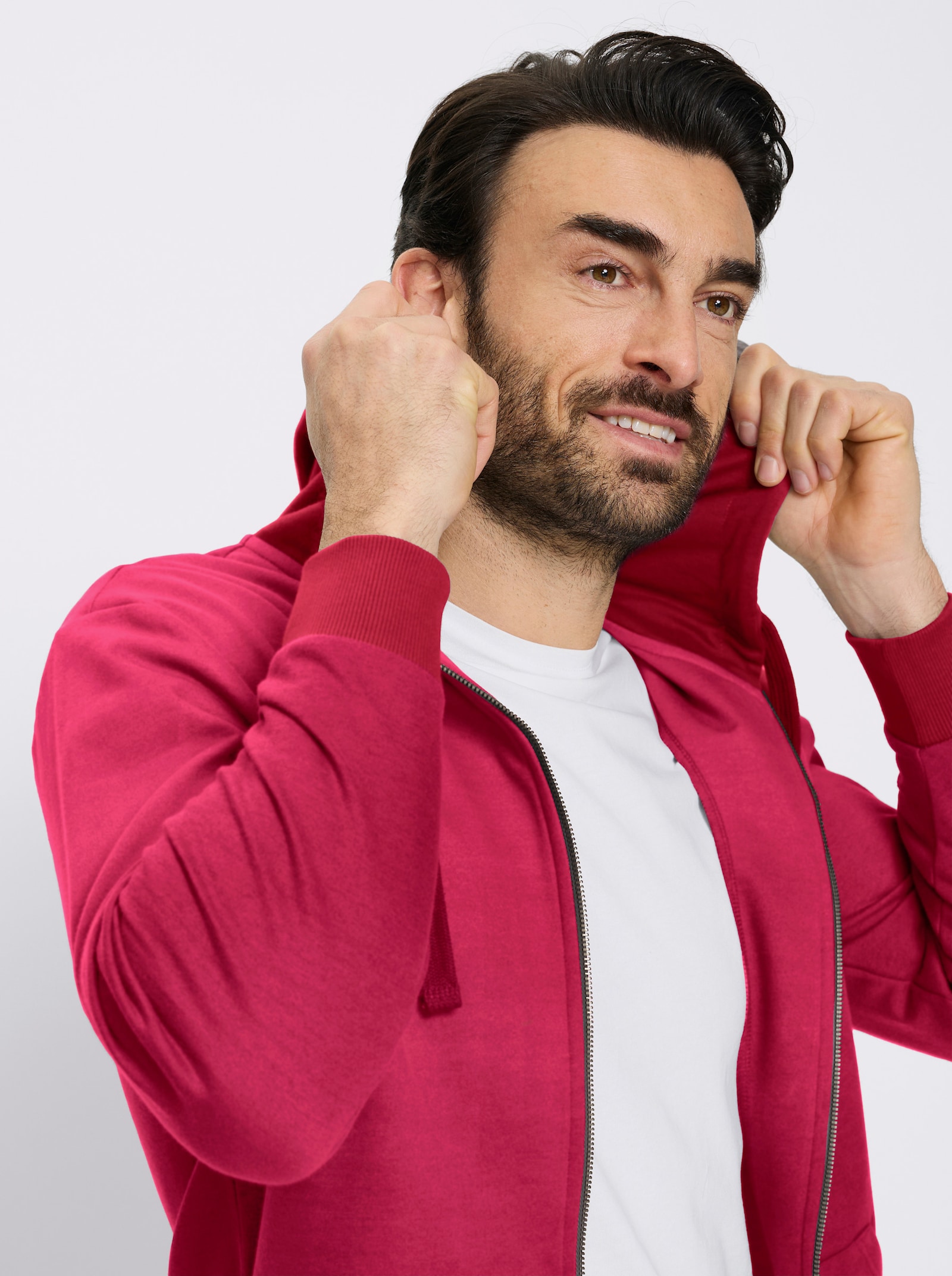 Marco Donati Sweatjacke mit Känguru-Taschen - dunkelrot