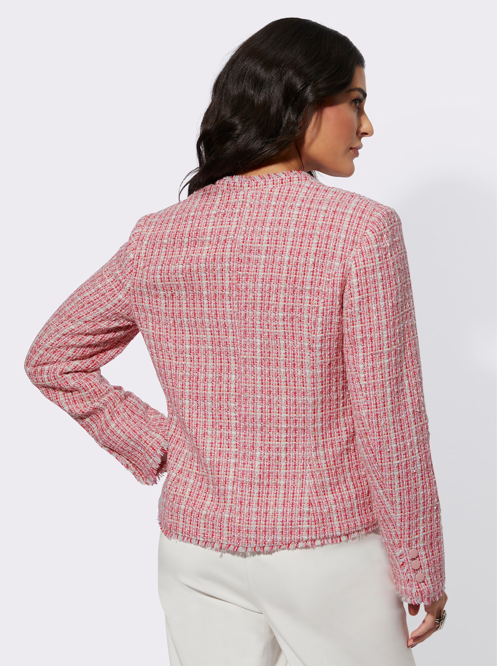 Bouclé-Blazer mit Glitzergarn - flamingo-ecru-gemustert
