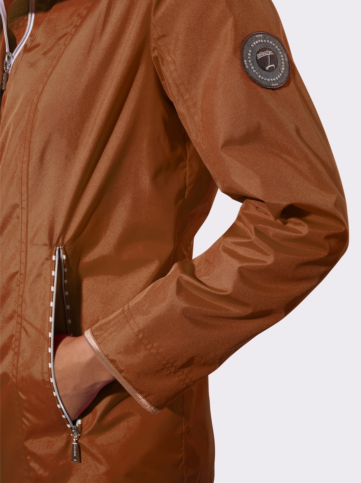 Jacke - cognac-weiß