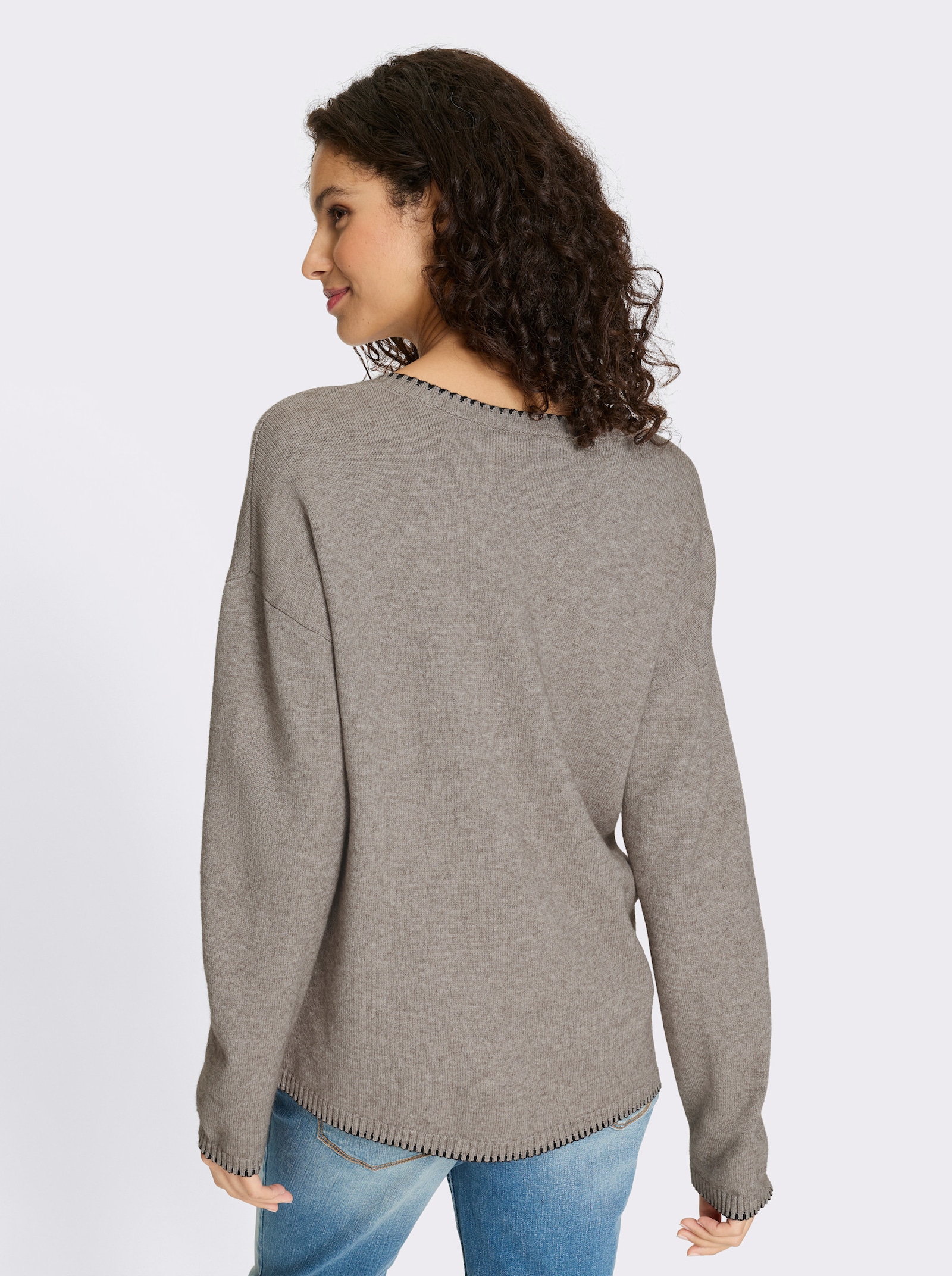 heine Pullover mit Kontrastnähten - taupe-meliert
