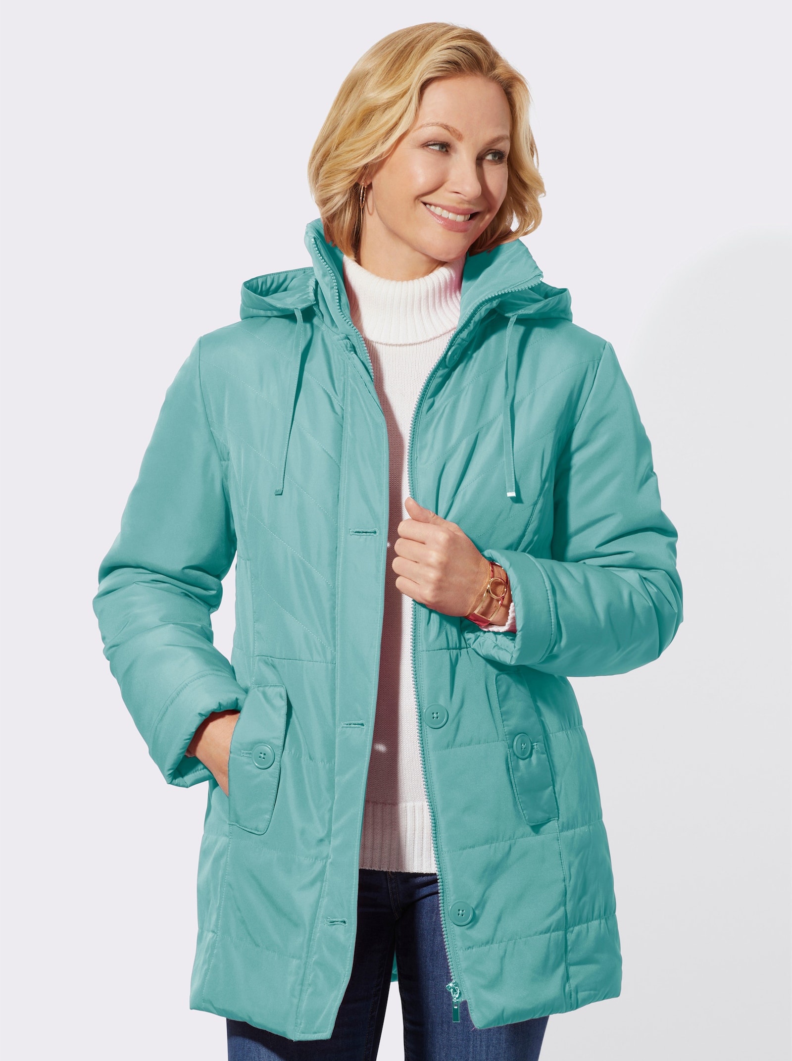 Jacke mit abzippbarer Kapuze - salbei