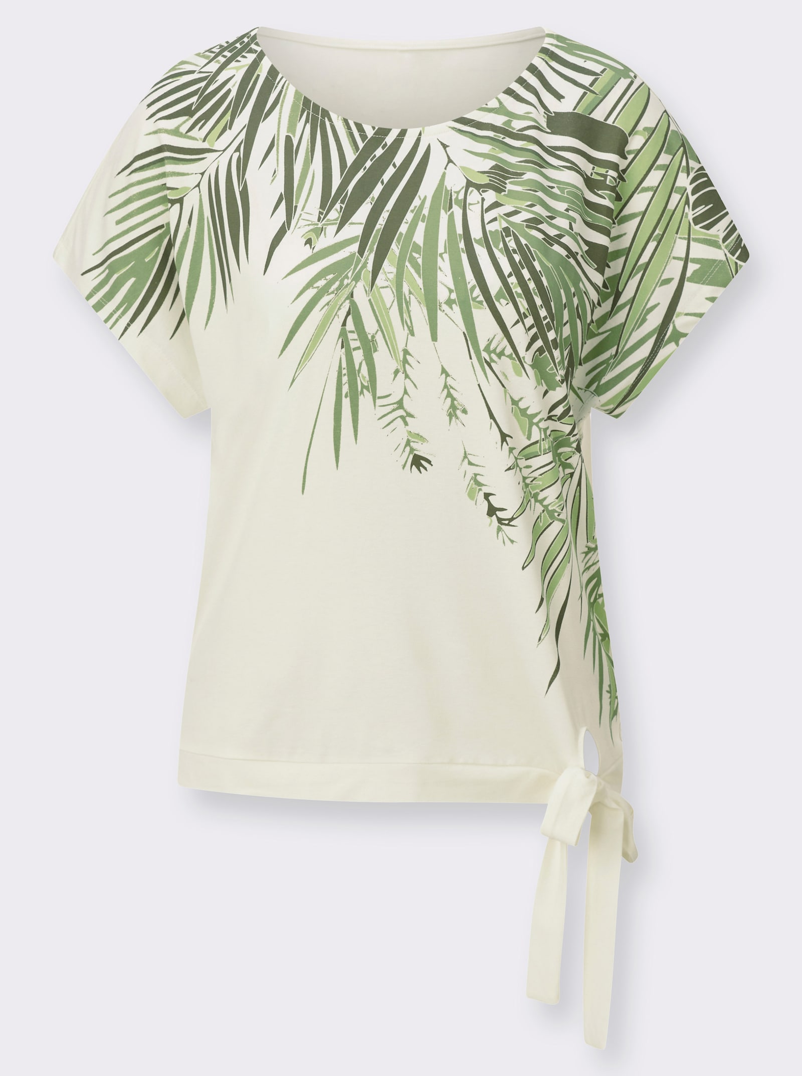 Print-Shirt mit Bindeband - reseda-ecru