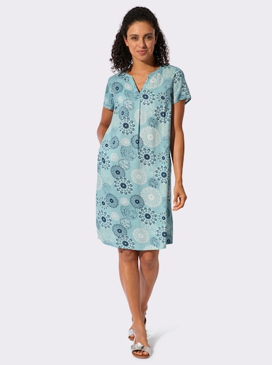 Webkleid in ornamentalem Dessin - ozean-dunkelblau-bedruckt