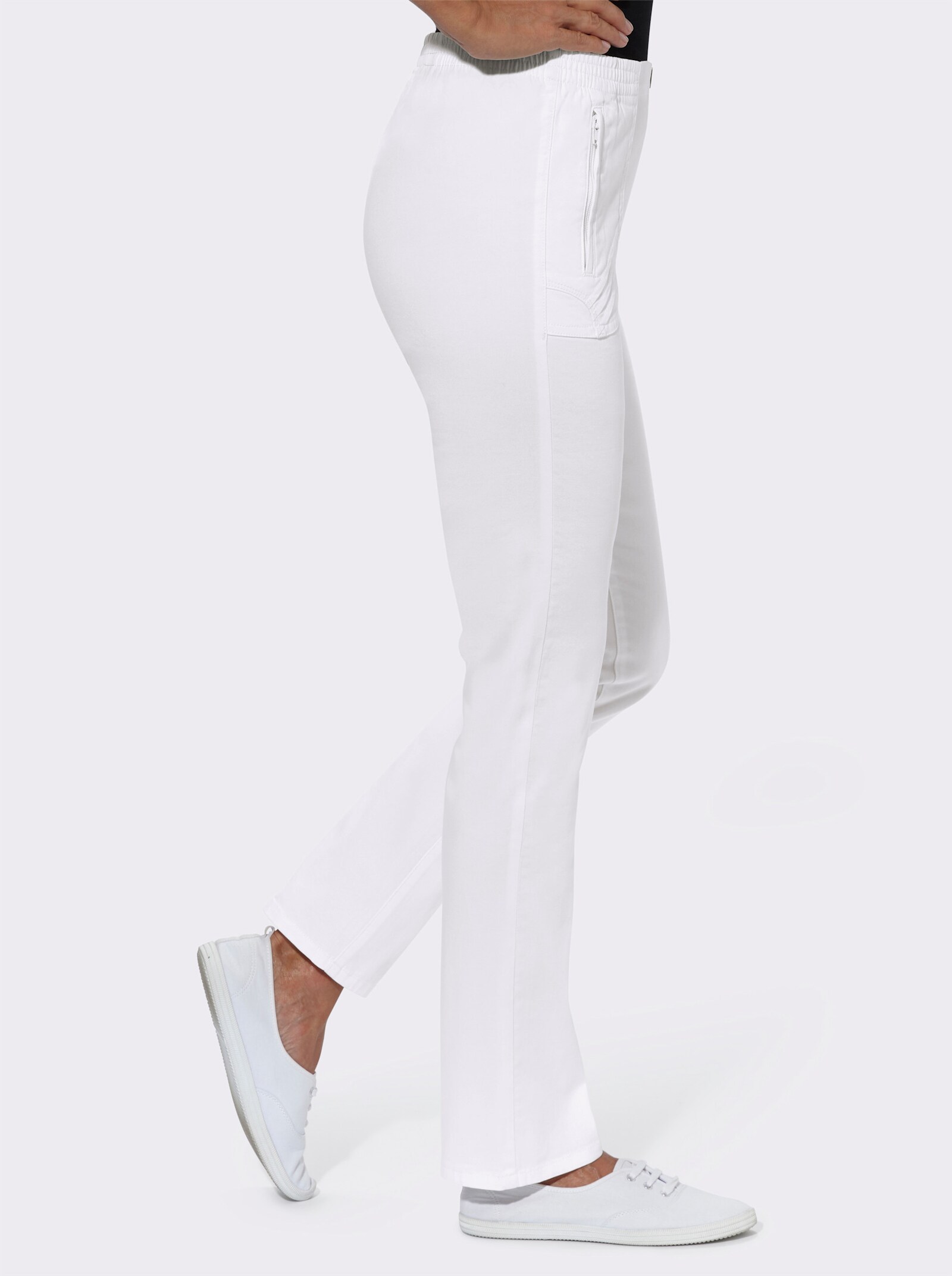 Comfortjeans met ritszakken - wit