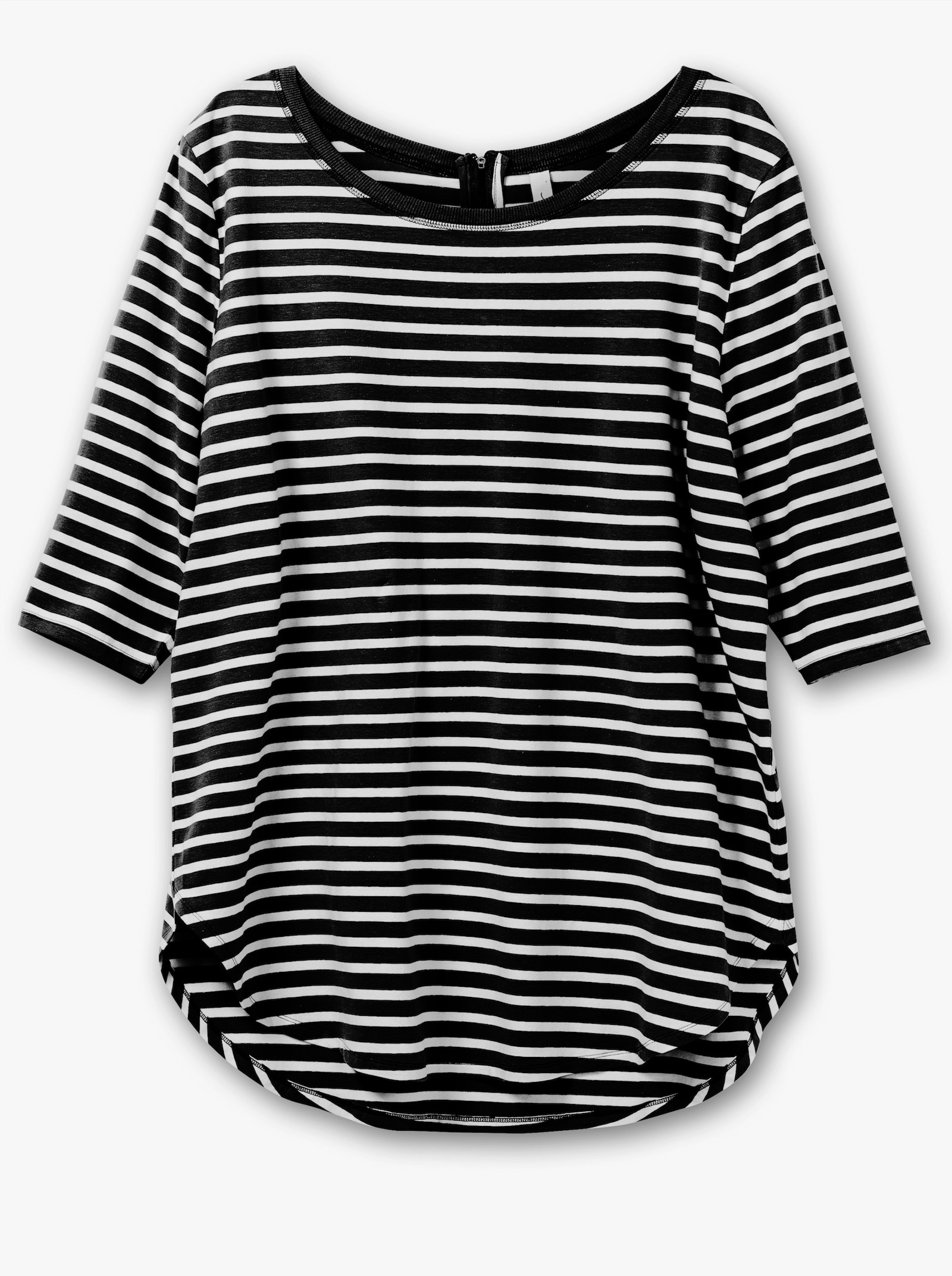 sheego Lang shirt met strepen - zwart/wit