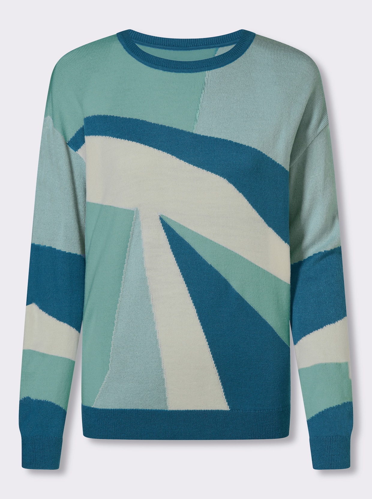 Langarm-Pullover - kalkmint-salbei-gemustert