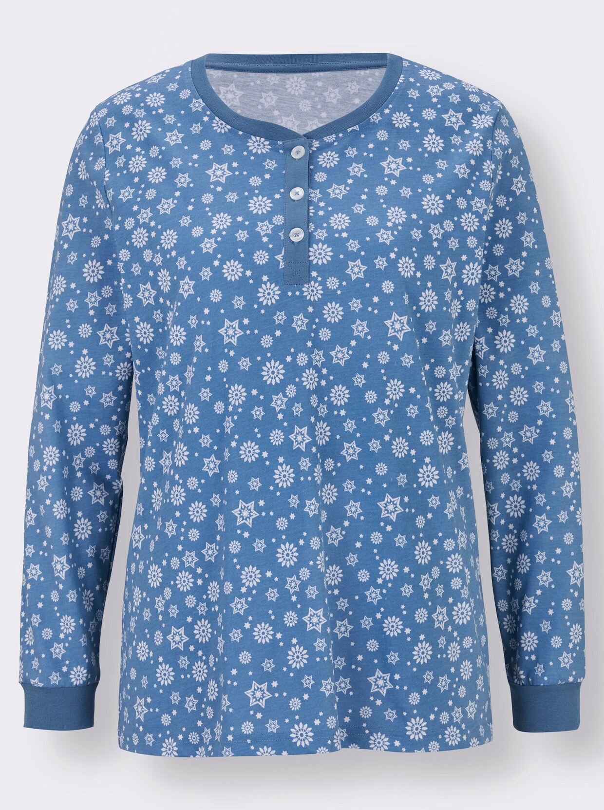 wäschepur Pyjama - middenblauw/wit gedessineerd