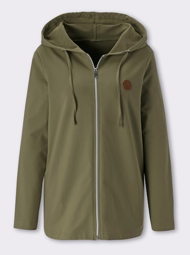 Sweatjacke mit Kapuze - oliv