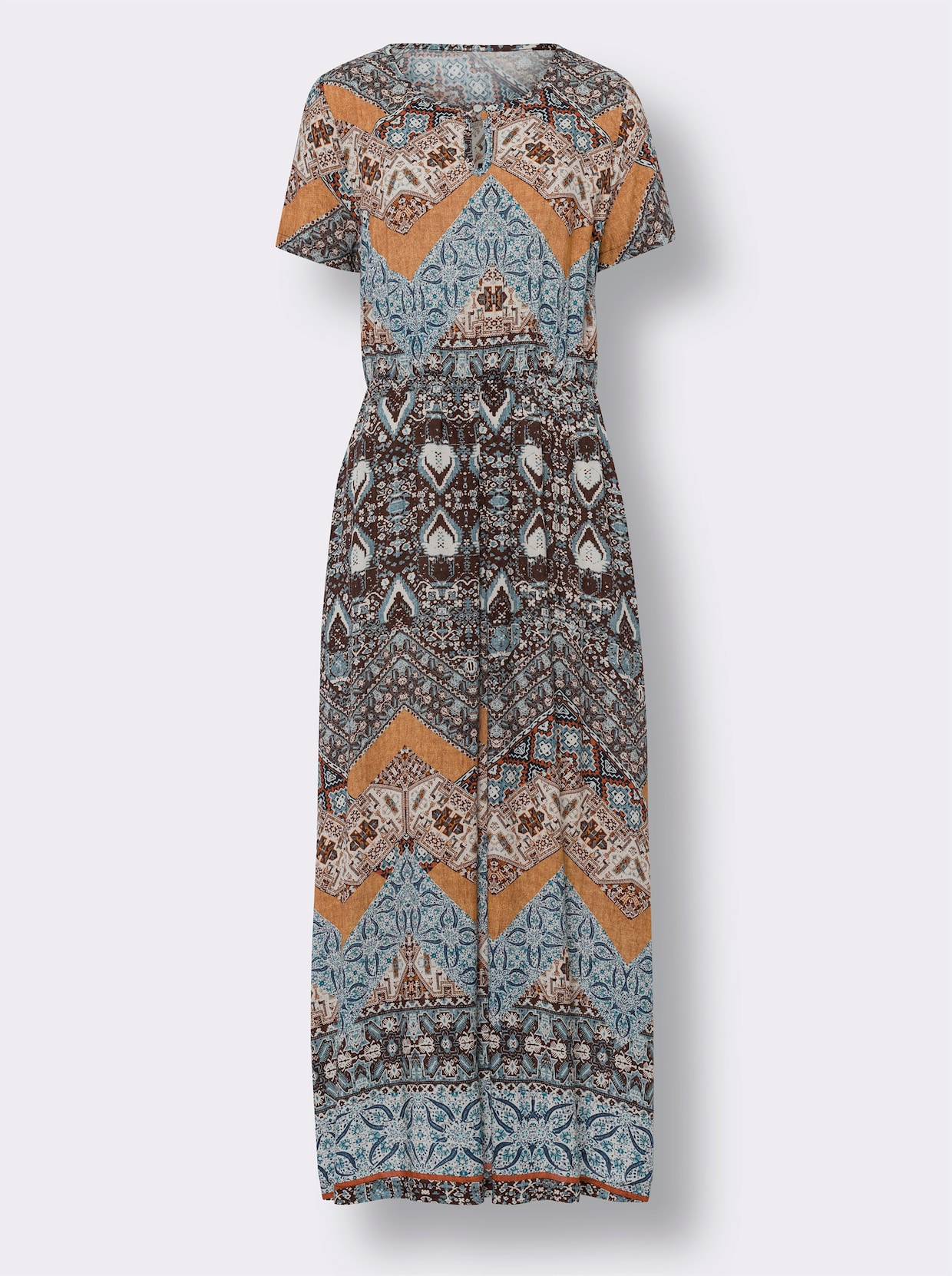 heine Druckkleid - papaya-rotbraun-bedruckt