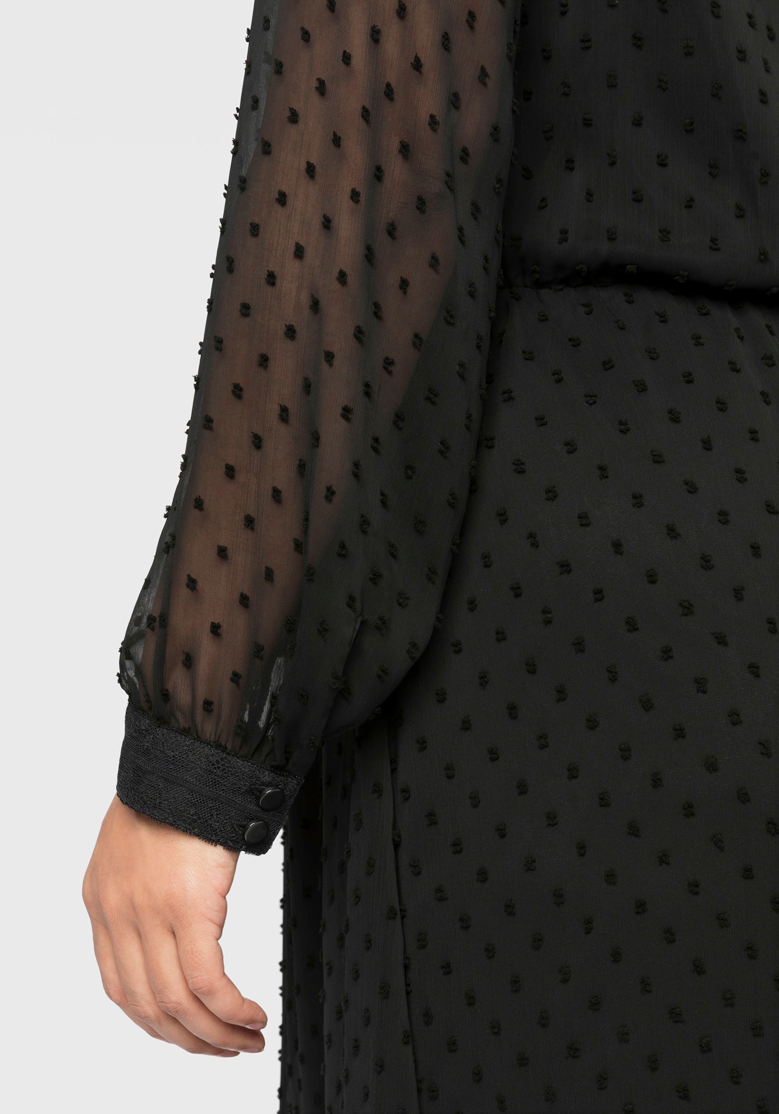 sheego Robe en mousseline avec effet 3D - noir