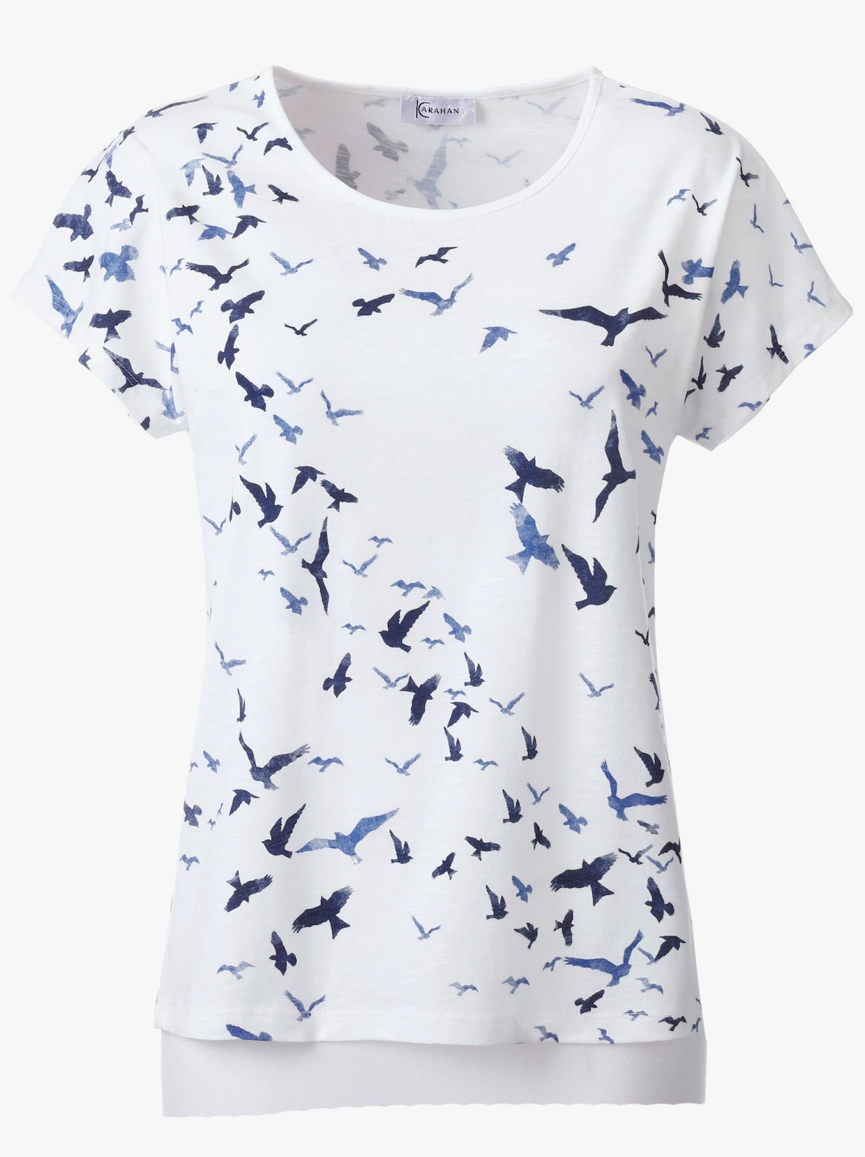 Kurzarmshirt - weiß-jeansblau