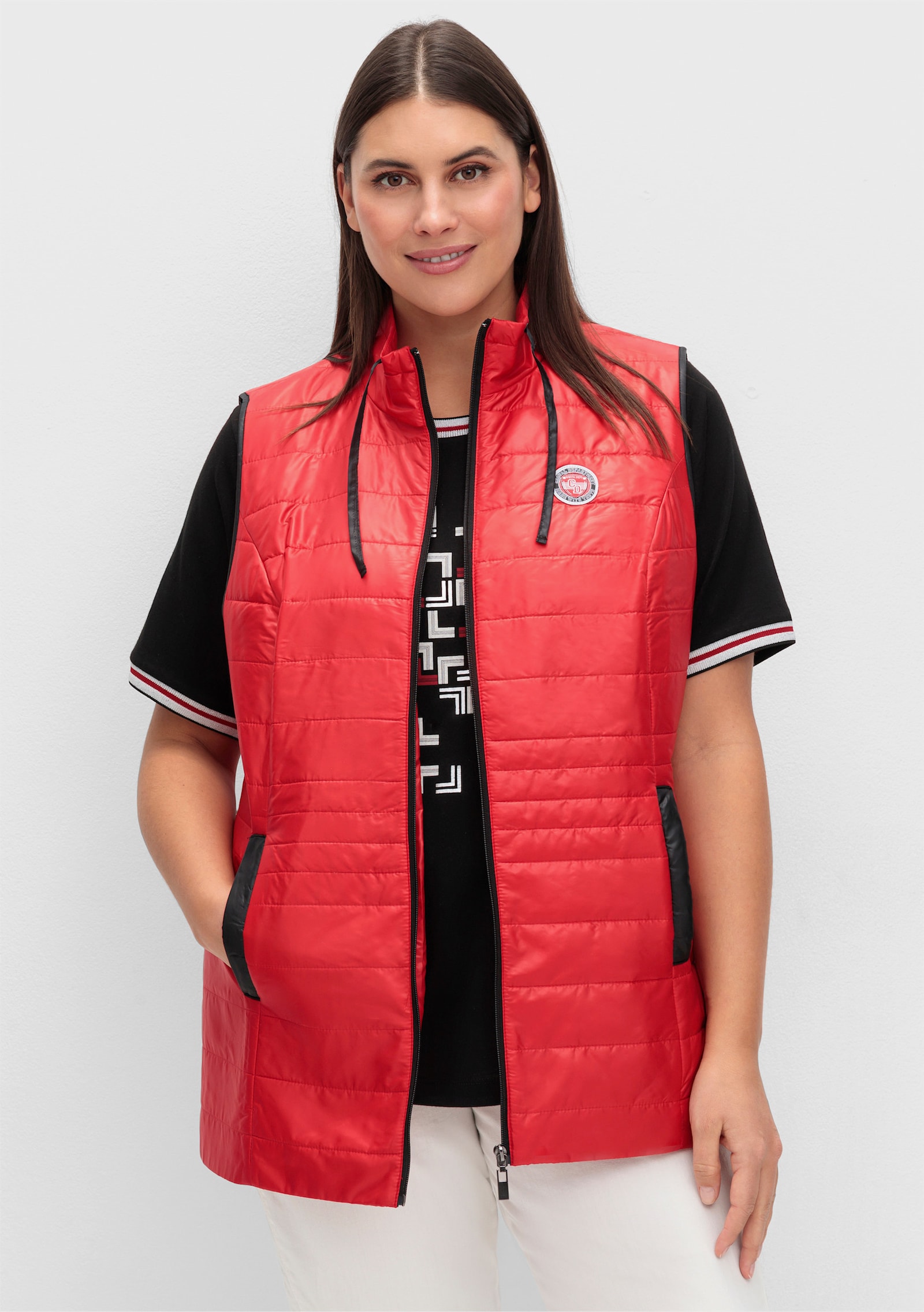 Steppweste mit Glanz-Oberfläche - rot