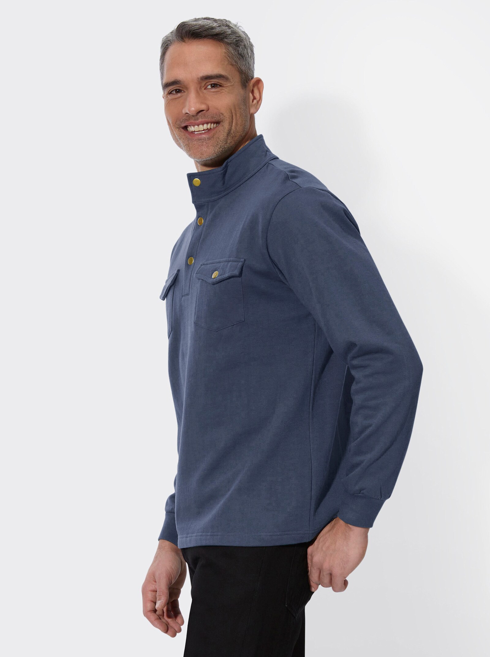 Sweatshirt mit Stehkragen - rauchblau