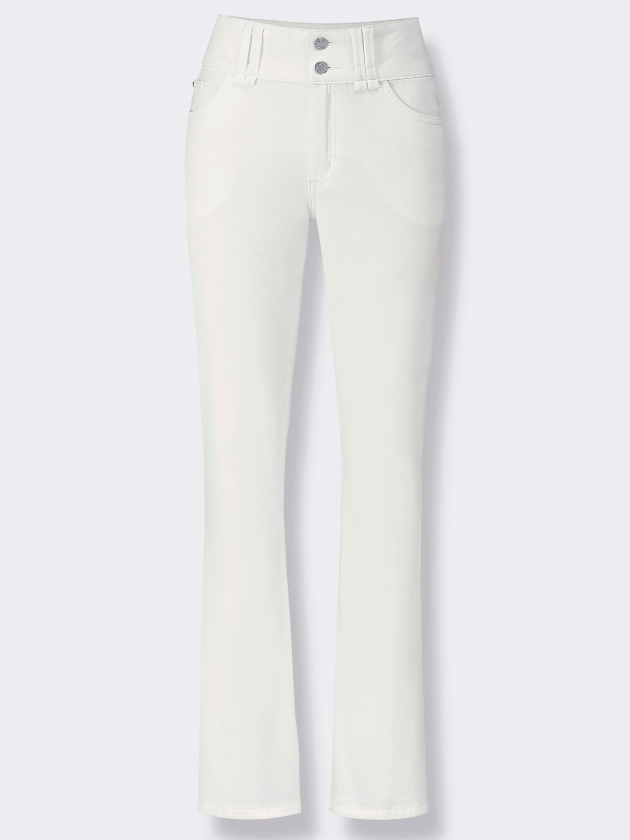 Bootcut-Jeans mit hoher Taille - weiss