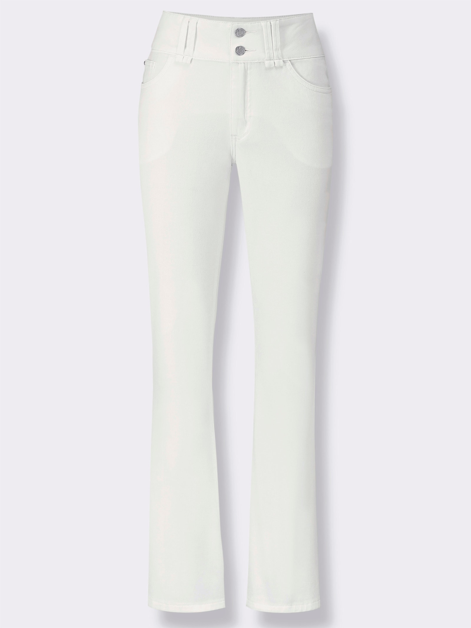 Bootcut-Jeans mit hoher Taille - weiß