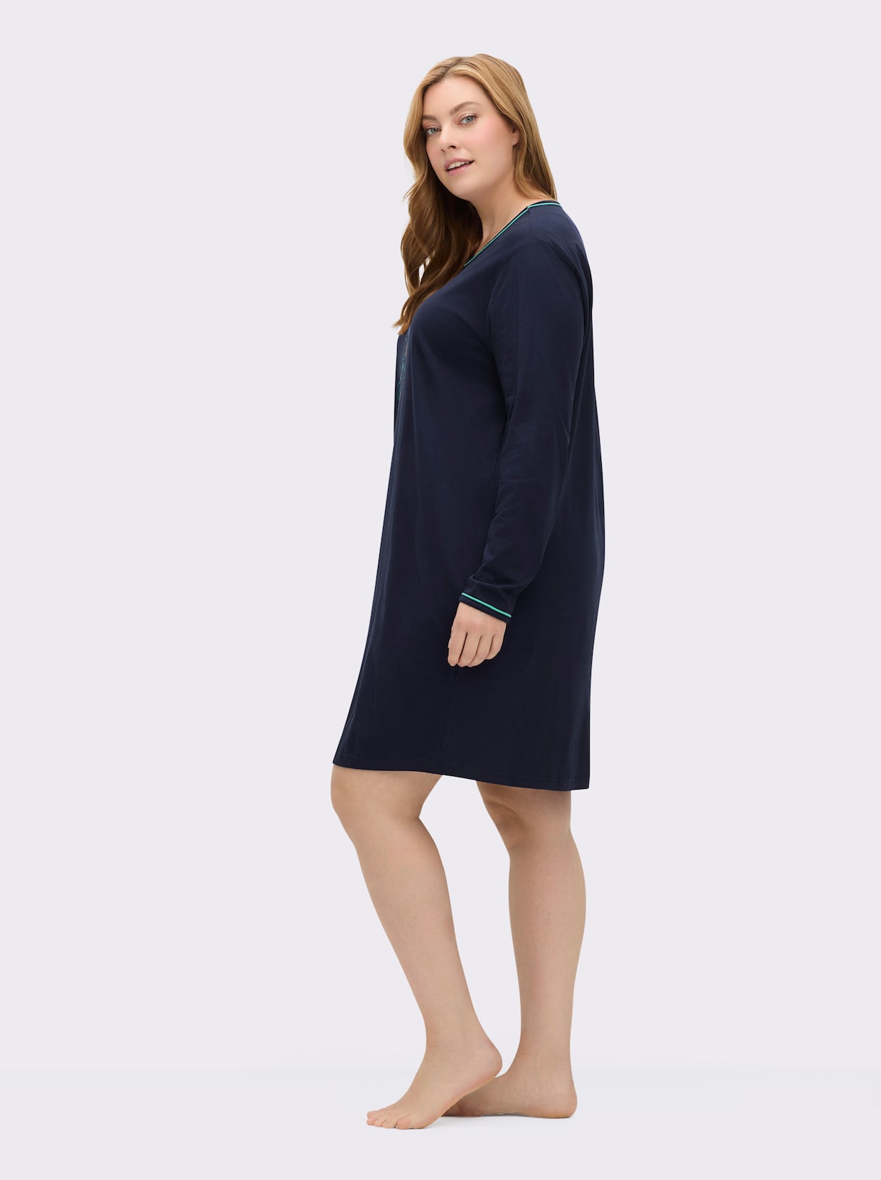 Comtessa Sleepshirts - marine-blaugrün-bedruckt