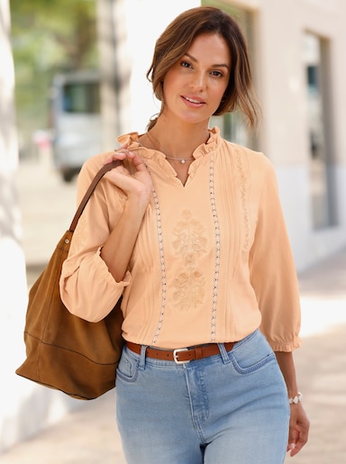 Shirt met 3/4-mouw - apricot