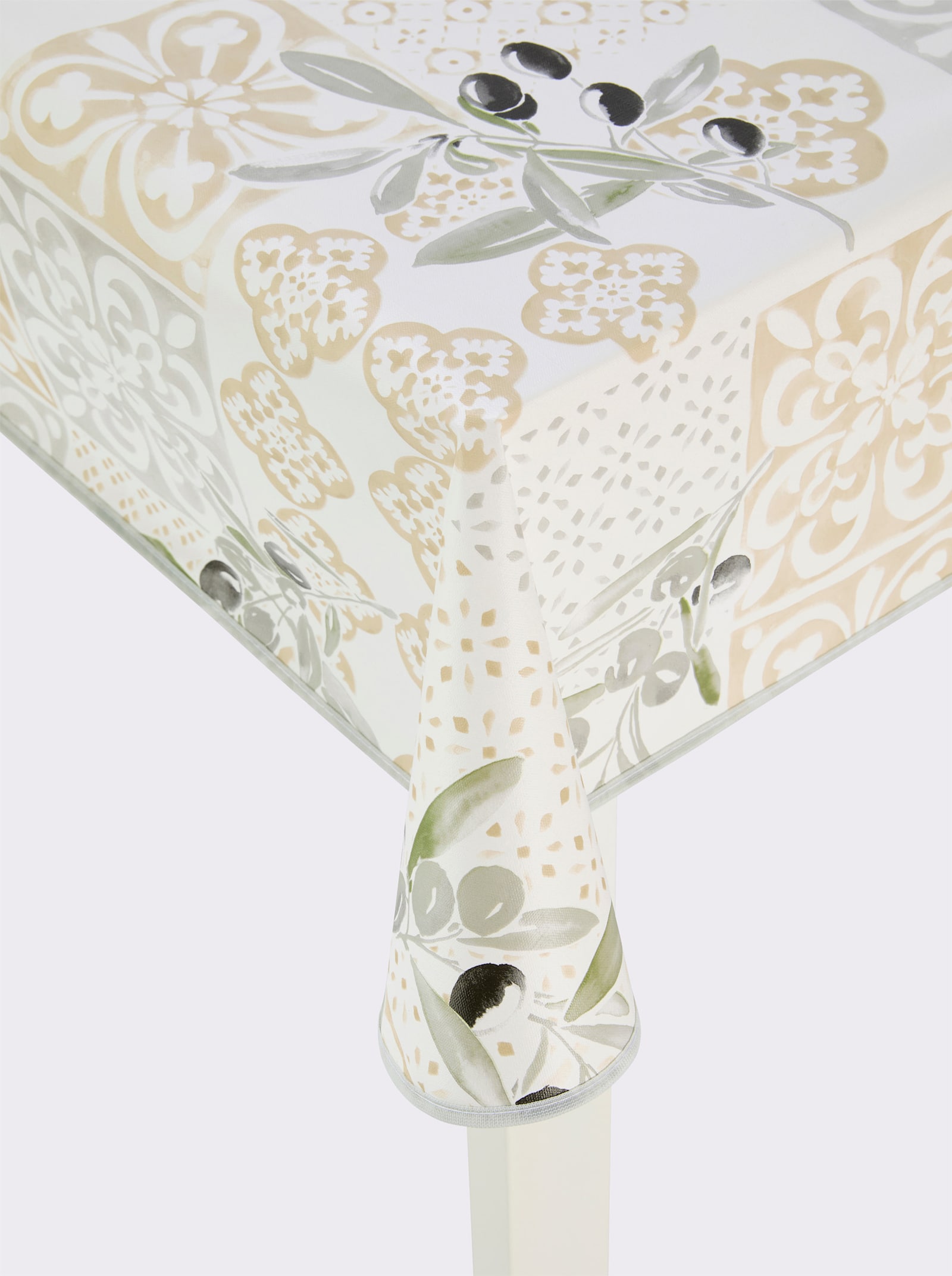 Tischdecke - beige-grau-bedruckt