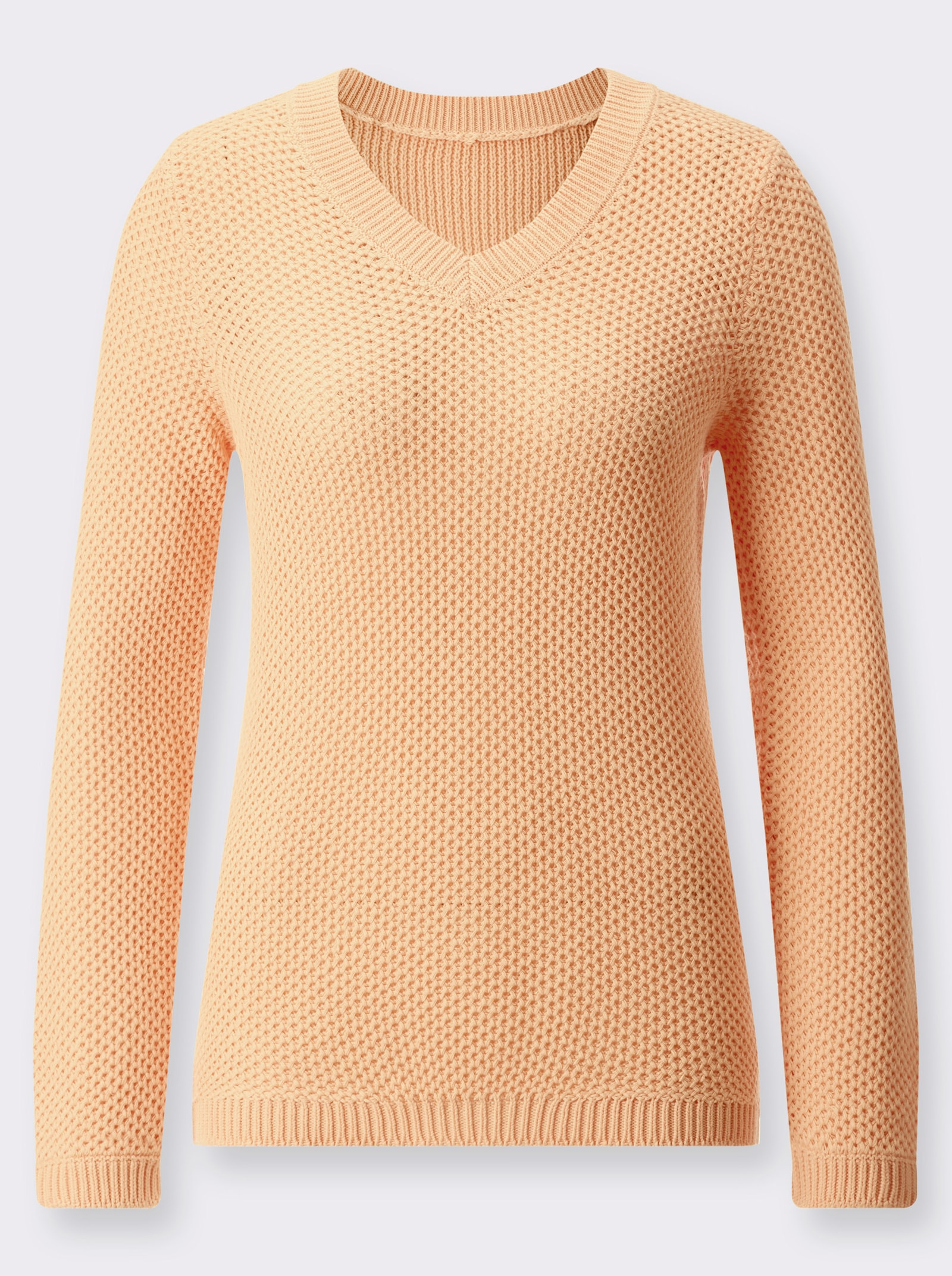 Langarm-Pullover aus reiner Baumwolle - apricot