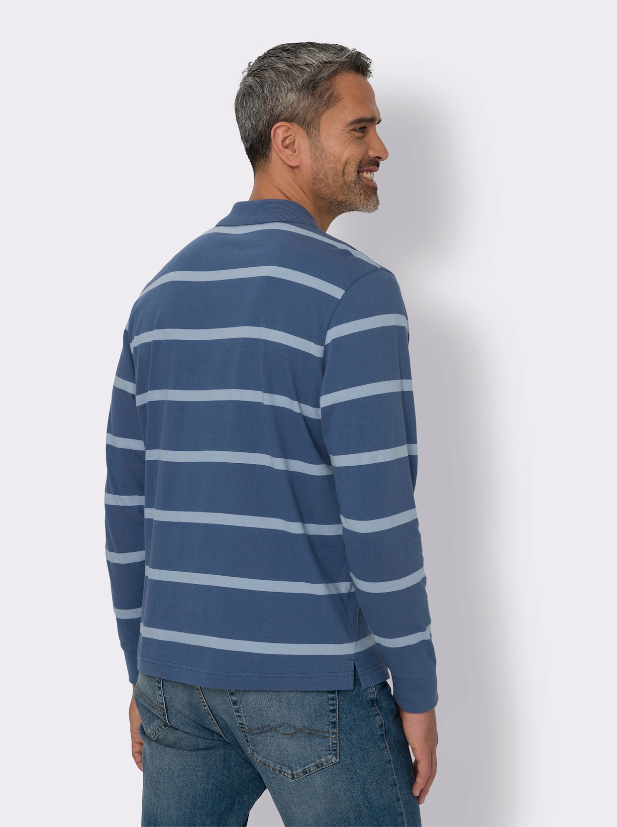 Poloshirt - jeansblau-bleu-geringelt