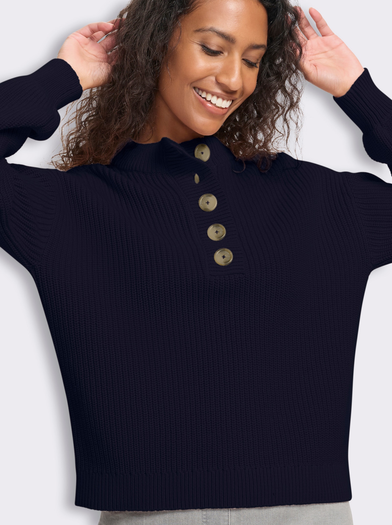 heine Pullover im Rippenstrick - marine