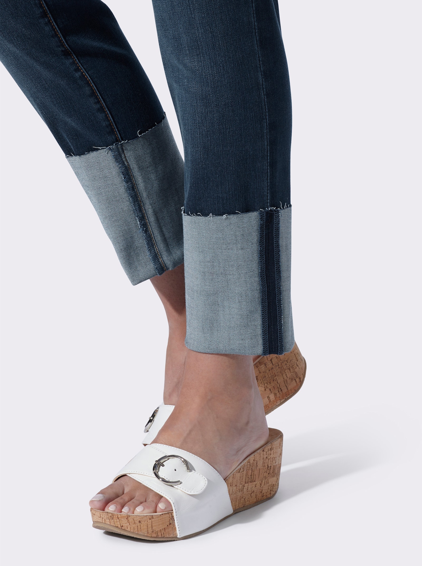 heine 7/8-Jeans mit hohem Beinaufschlag - blue-stone-washed