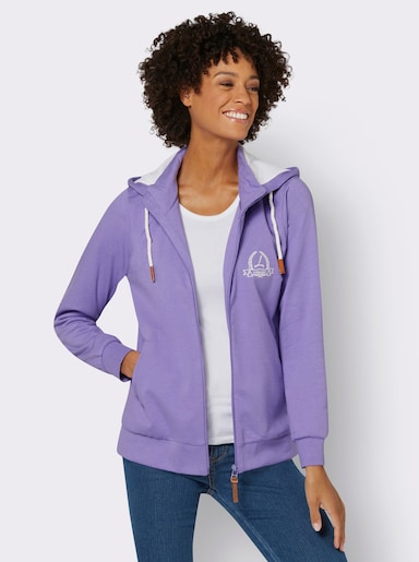 Sweatjacke mit Rippenbündchen - lavendel