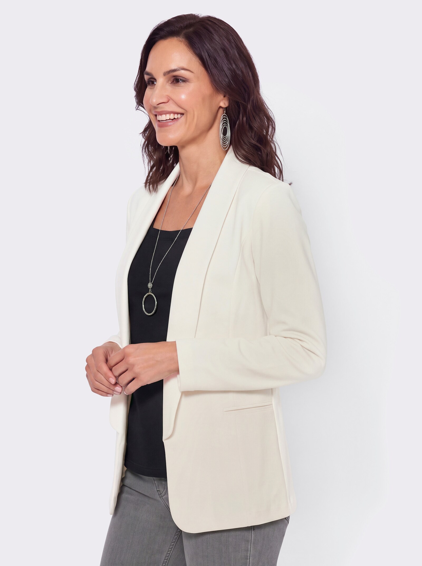 Jerseyblazer in Interlock-Qualität - ecru