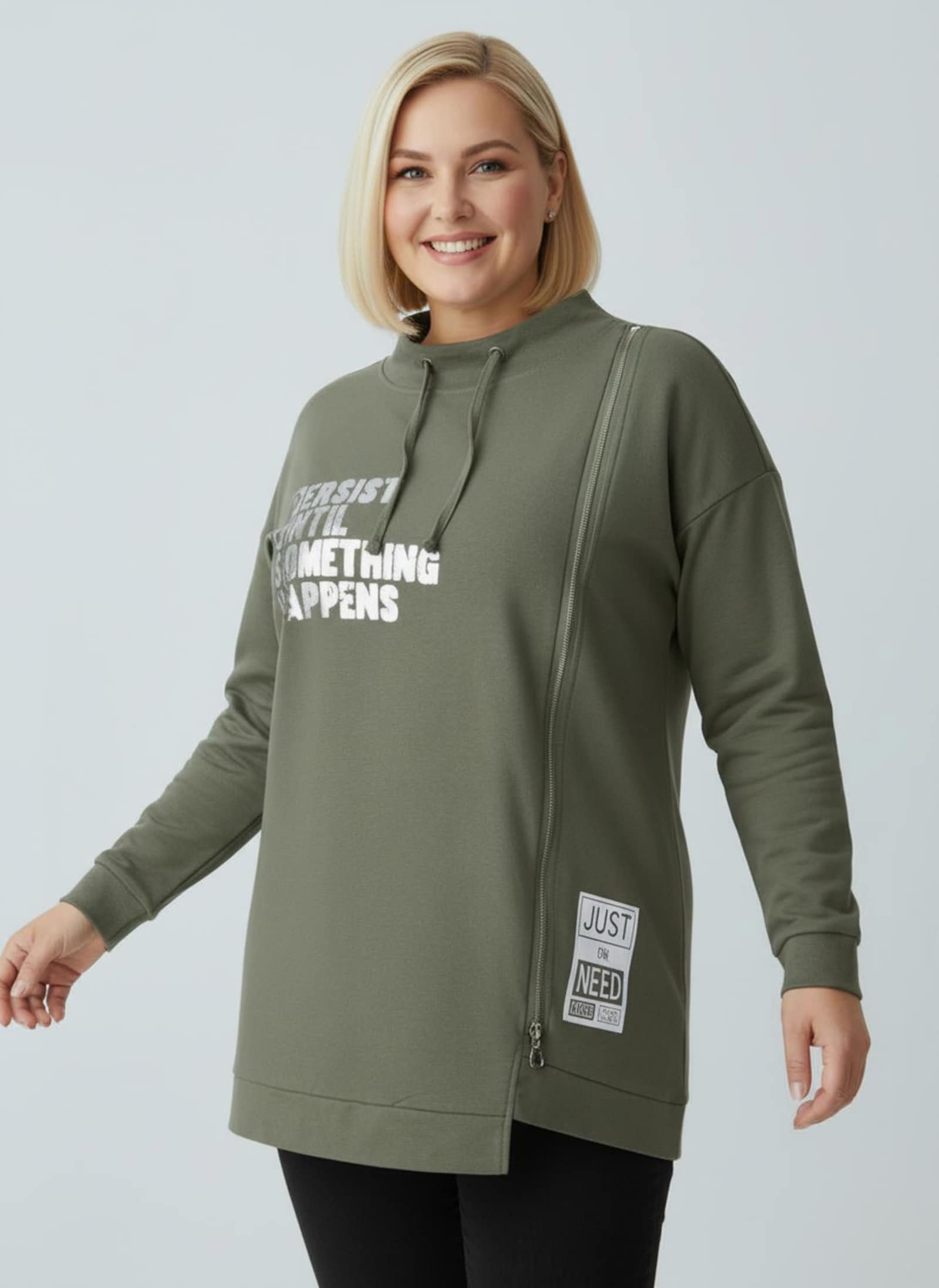 Sweatshirt mit asymmetrischem Schnitt - khaki