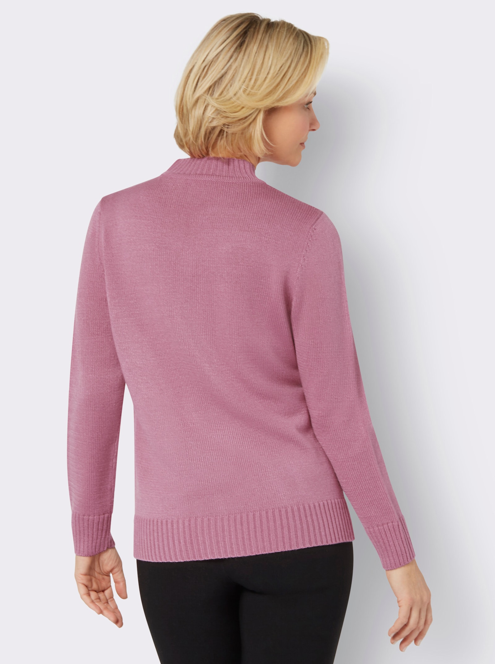 Svetr se stojáčkem a nakládanými kapsami - starorůžová