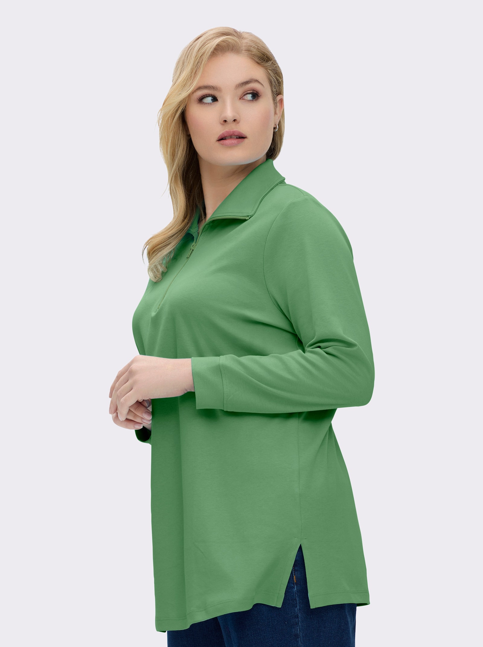 Longsweatshirt mit Umlegekragen - apfel