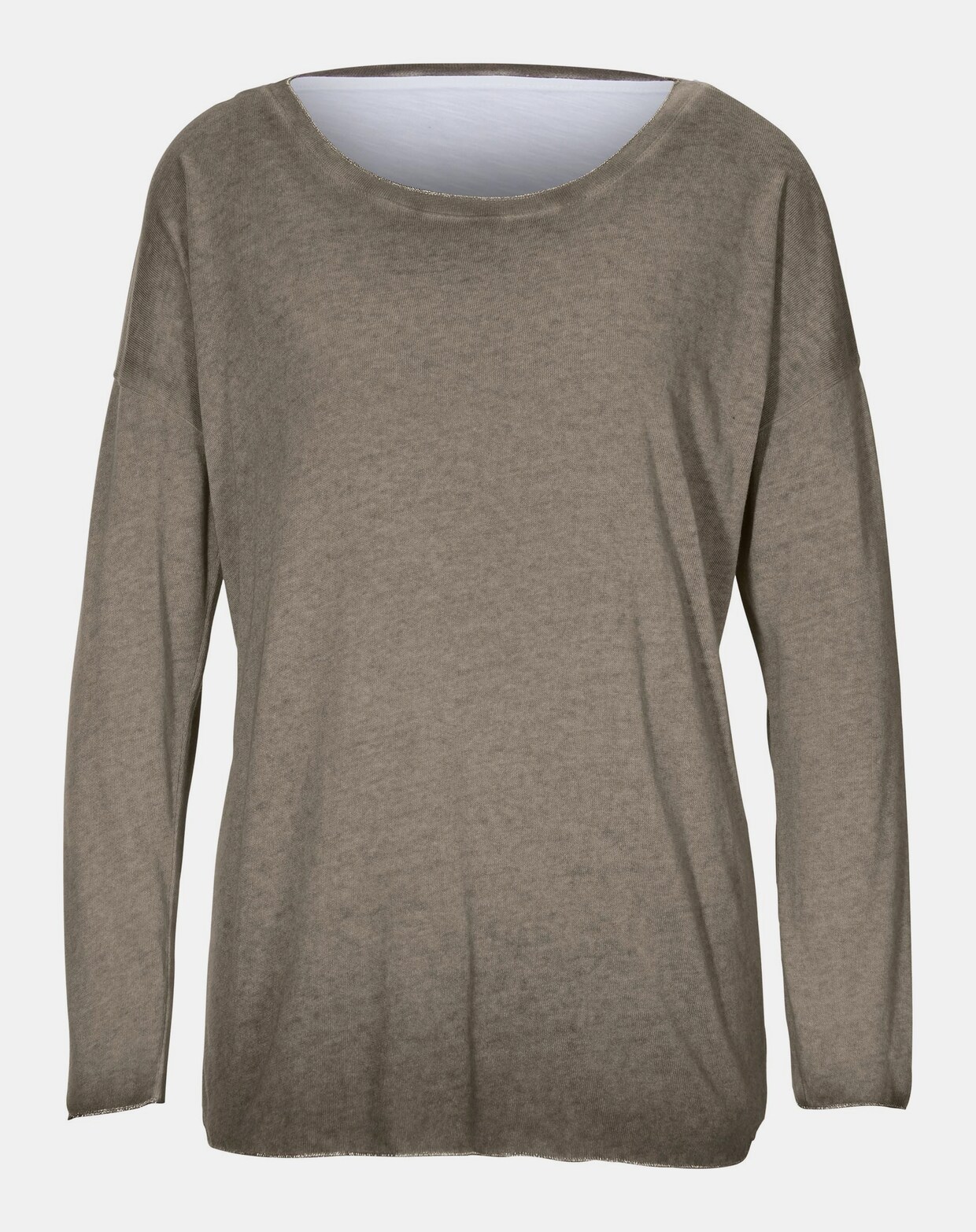 Linea Tesini Shirt met ronde hals - leem/offwhite