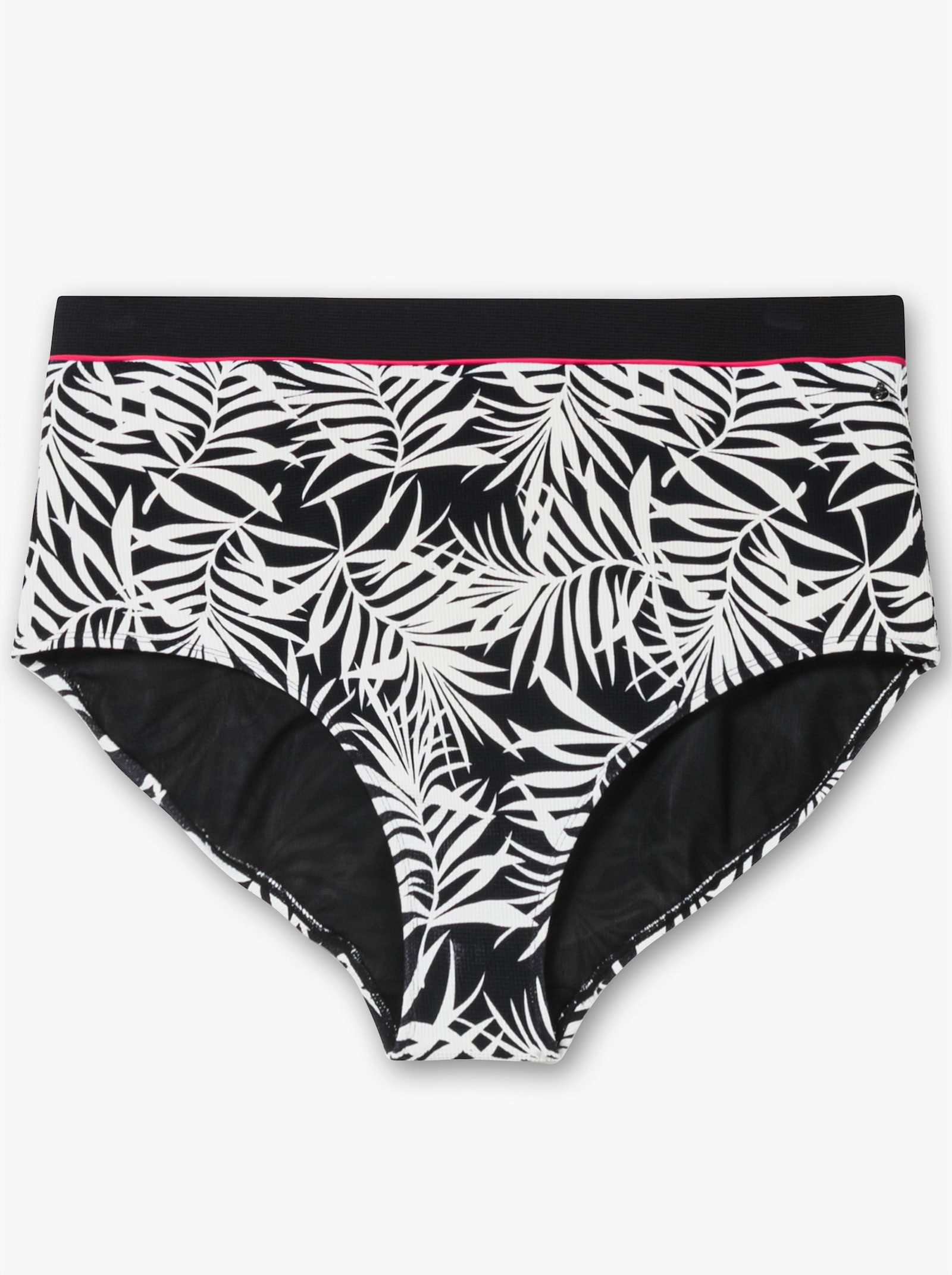 sheego Bas de maillot de bain avec imprimé feuilles et effet modelant - noir imprimé