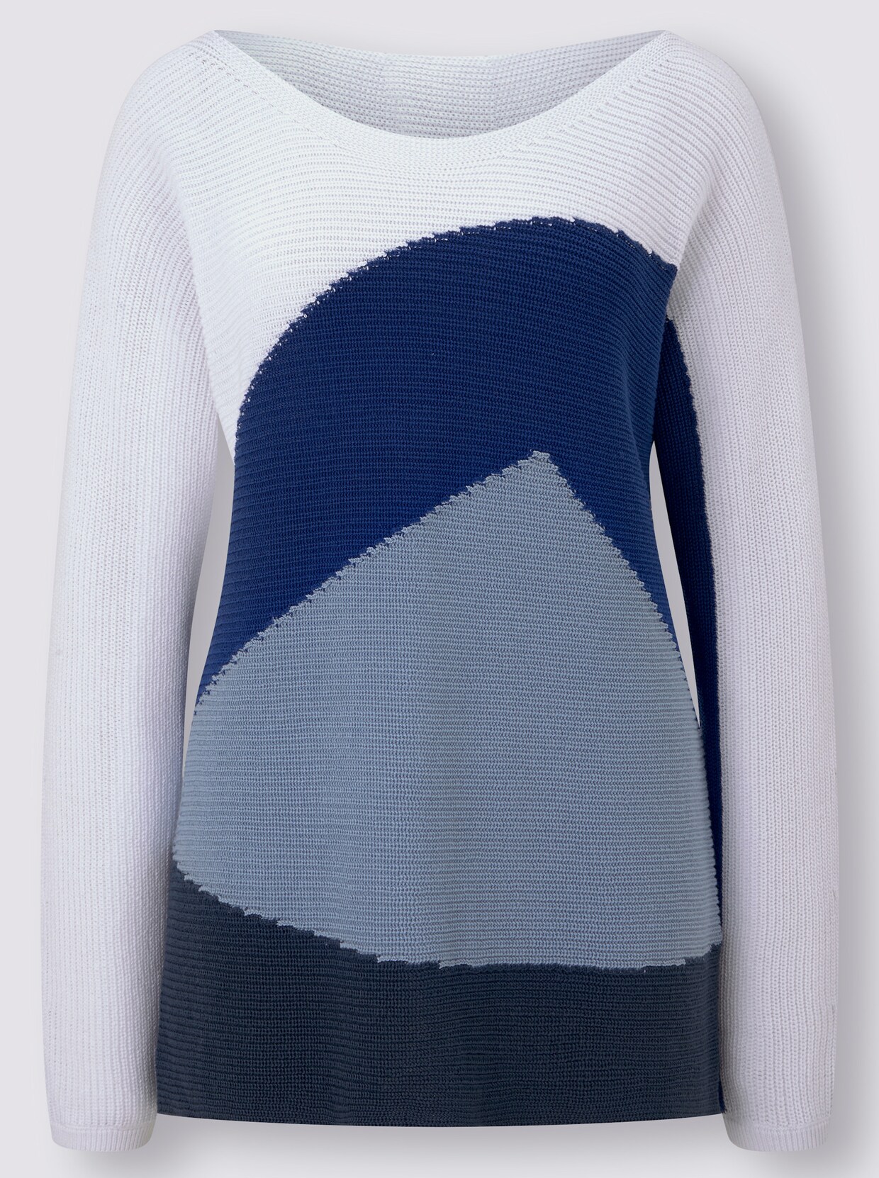 Pull en tricot - bleu foncé-blanc à motifs