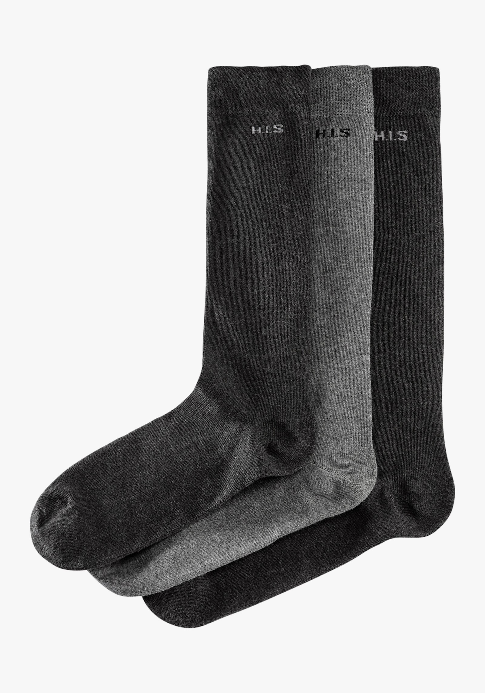 H.I.S Kniestrümpfe - 2x anthrazit, 1x grau