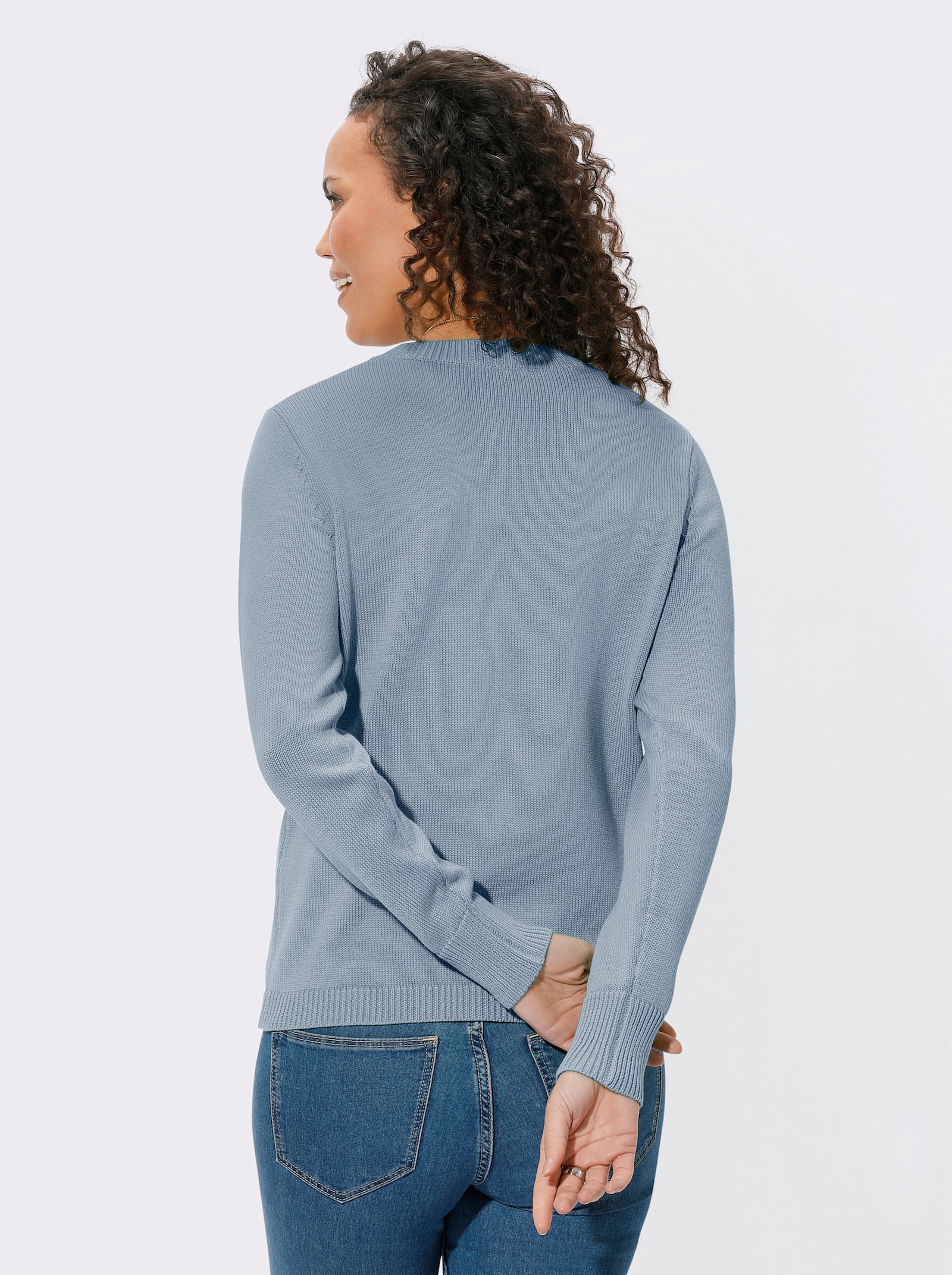 Rundhalspullover mit aufgesetzten Taschen - eisblau