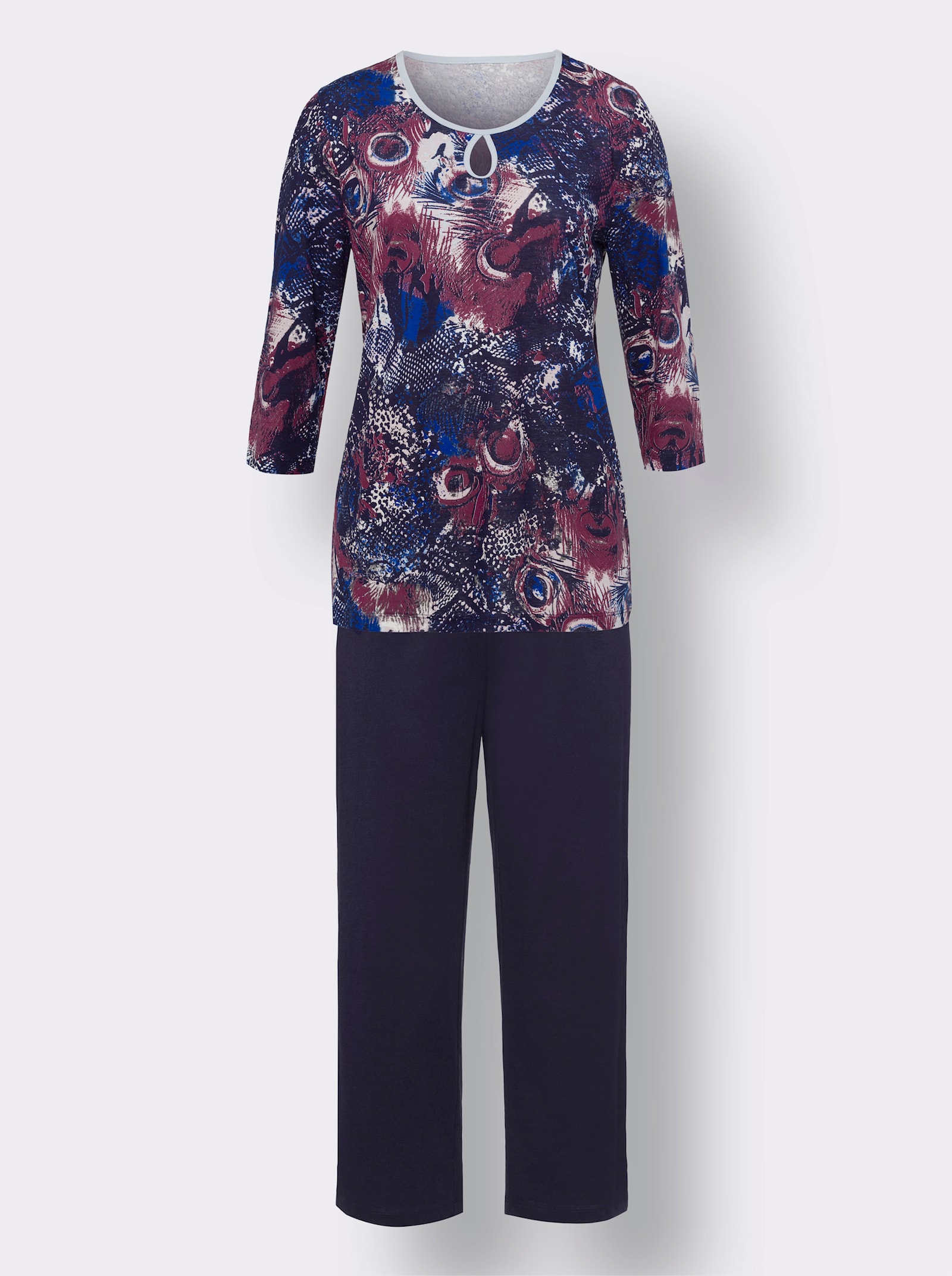 Pyžamo se 7/8 kalhotami - slézová-námořnická modrá