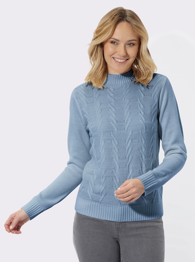 Stehkragenpullover mit Strukturmuster - bleu