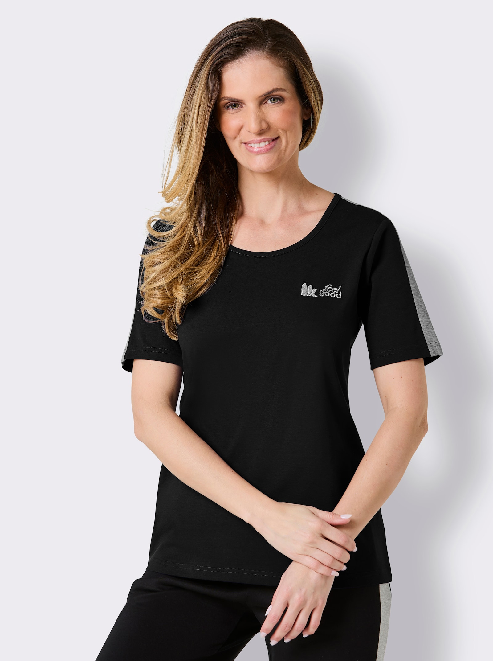 feel good Shirt - schwarz-steingrau