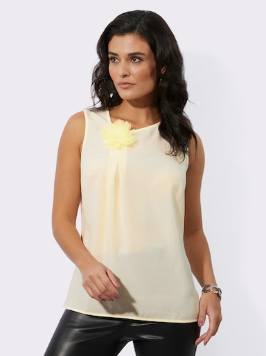 Blusentop mit Blüten-Applikation - champagner