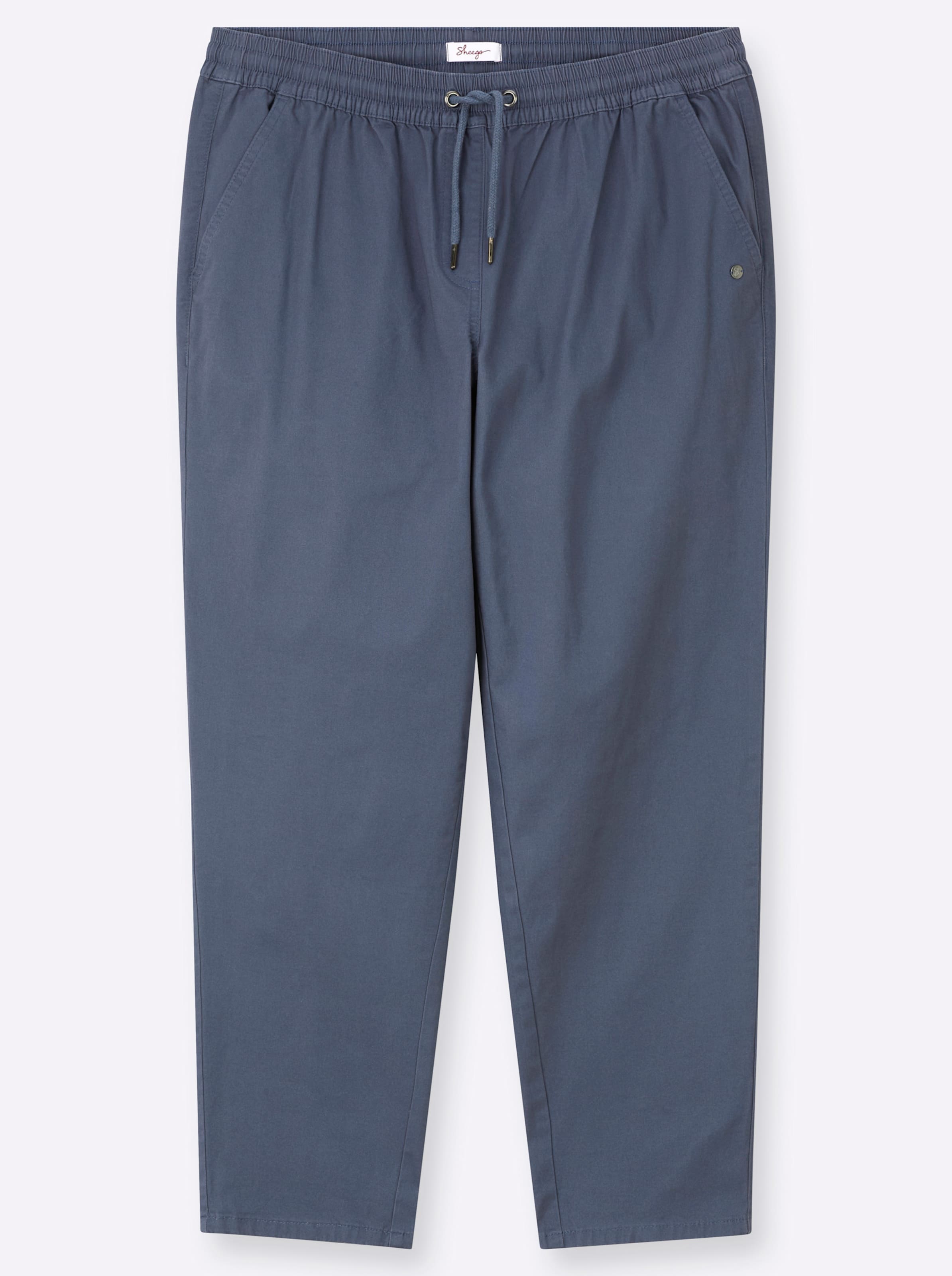 Sheego Damen Blau Chinohose Gr. 56, Normalgrößen, (Rauchblau), 98% Baumwolle, 2% Elasthan, Unifarben, Hosen Chinohose - Bild 3