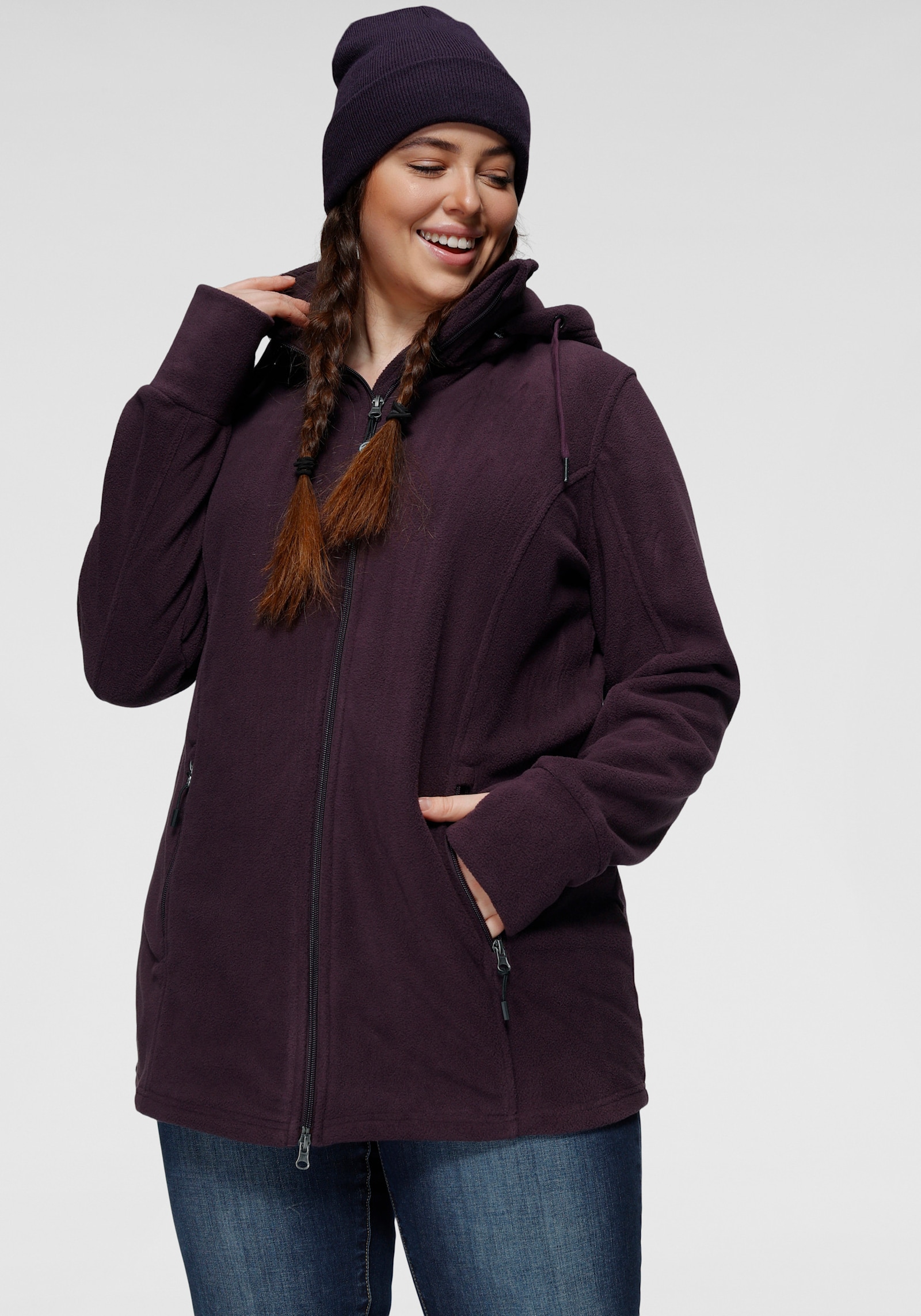 Polarino Fleecejacke - aubergine