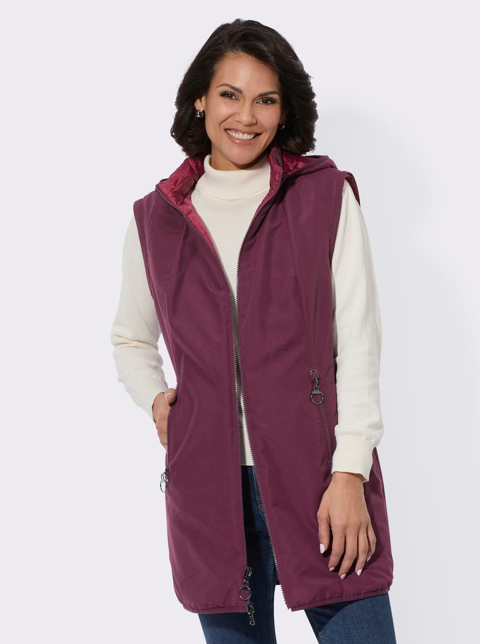 Longjacke mit Wendefunktion - bordeaux