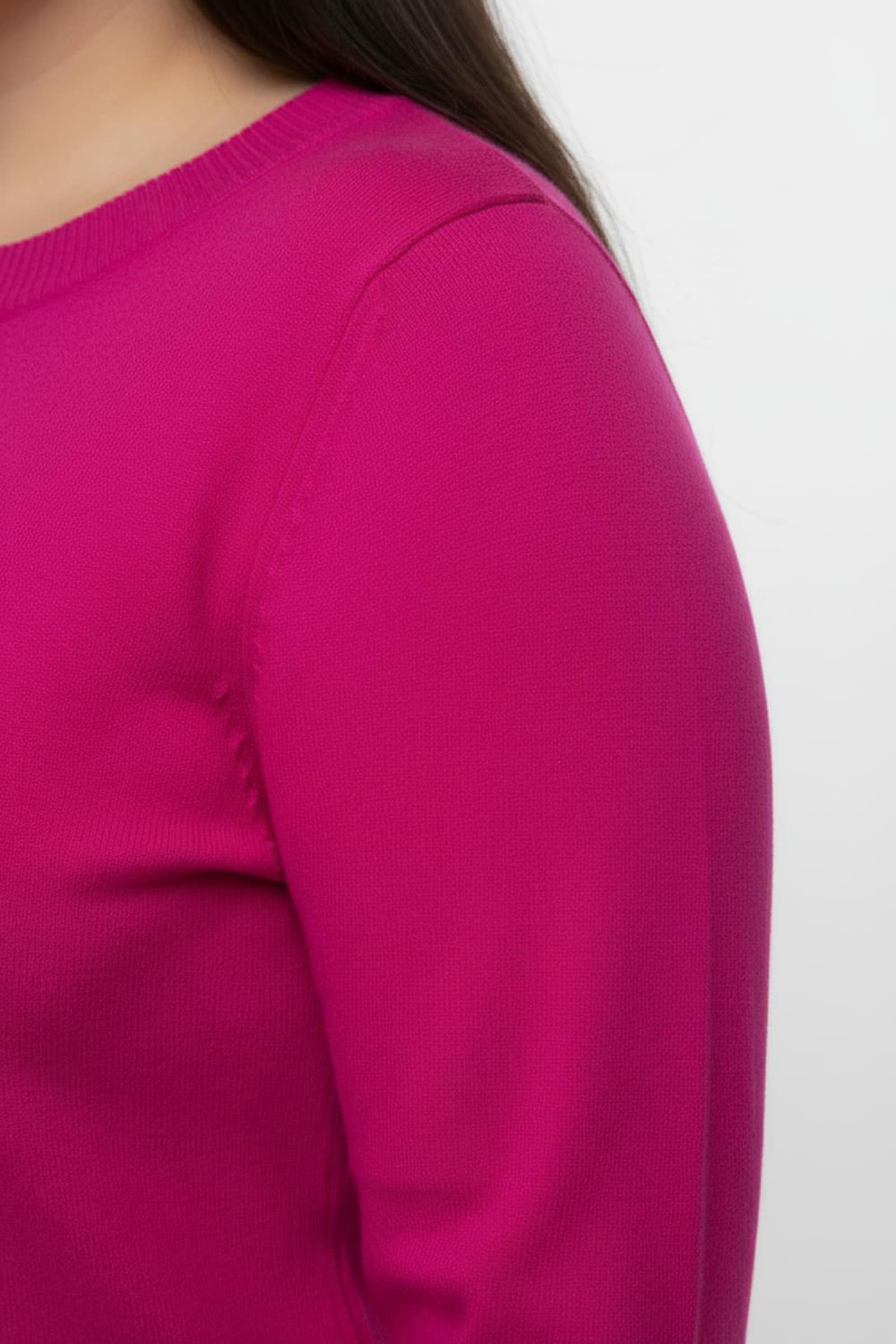 Langarm-Pullover aus reiner Baumwolle - fuchsia