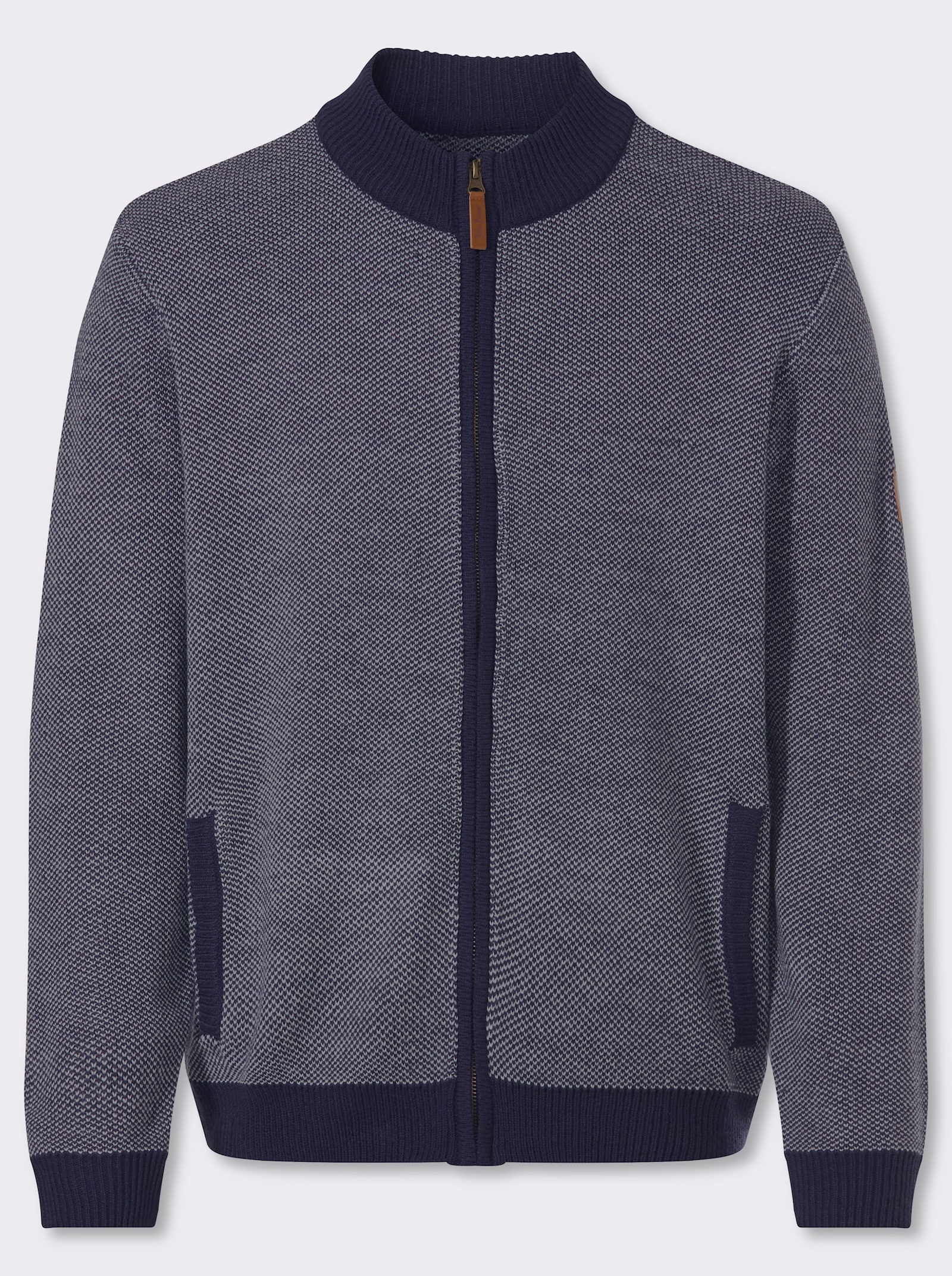 Marco Donati Strickjacke mit unifarbenen Elementen - marine-ecru-meliert