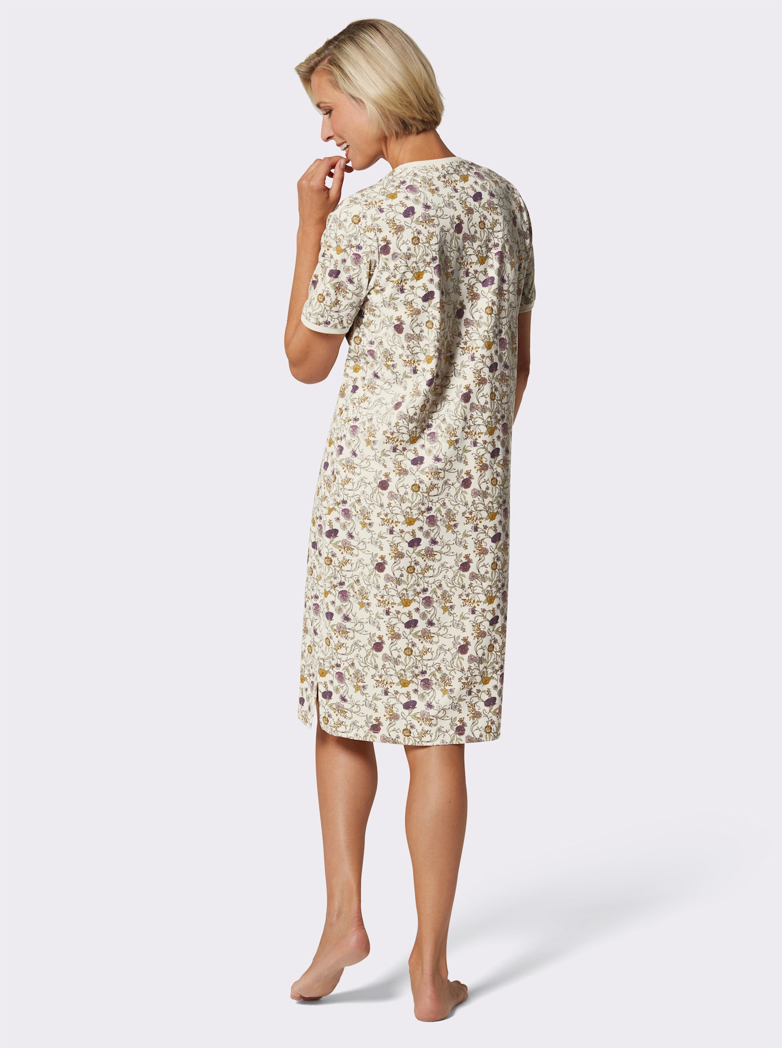 wäschepur Nachthemden met zijsplitten - champagne + champagne bedrukt