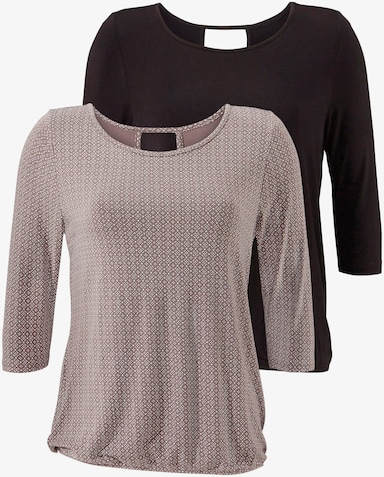 LASCANA 3/4-Arm-Shirt - taupe-gemustert, schwarz