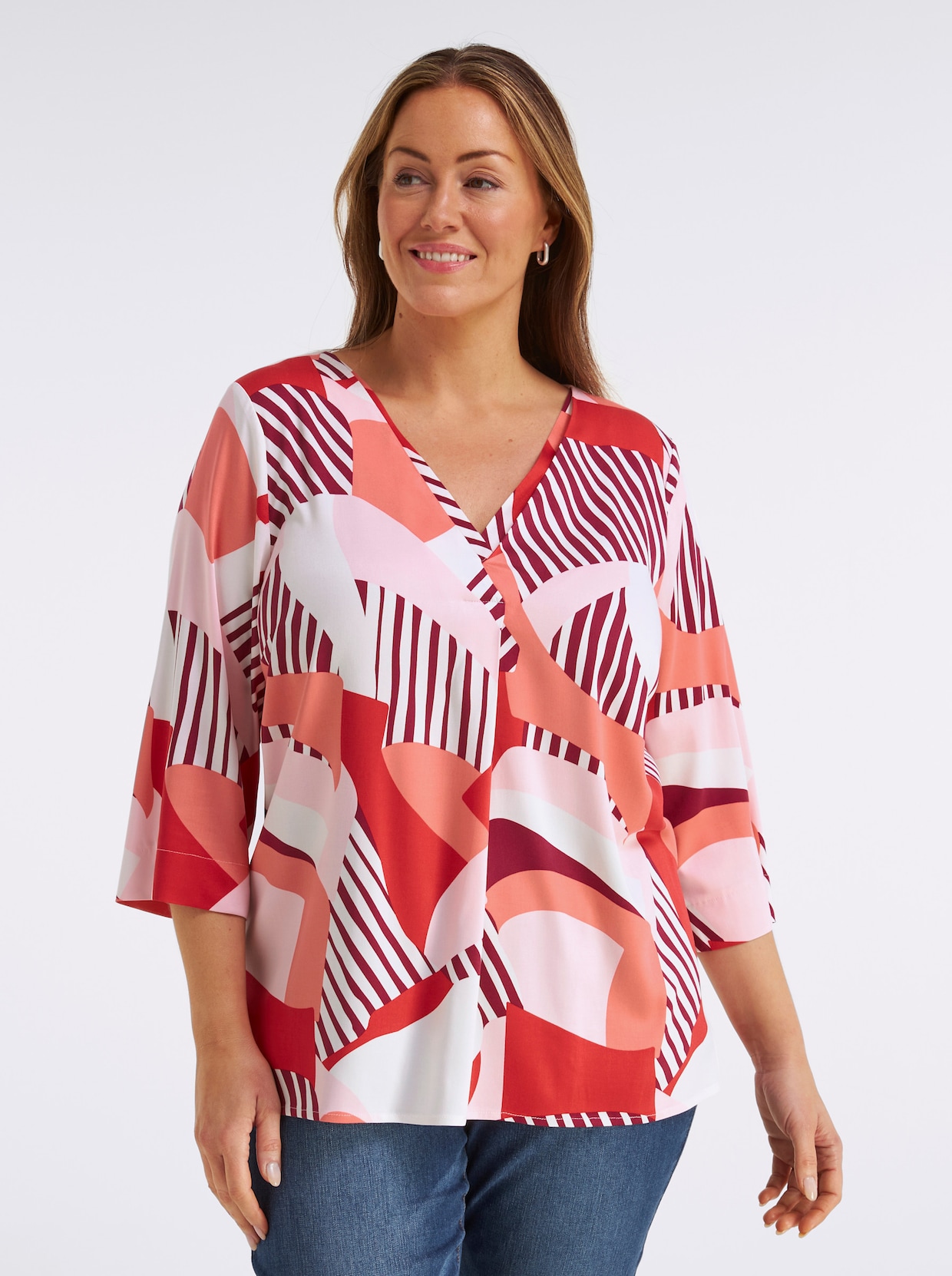 sheego Tunika mit grafischem Alloverprint - erdbeere-koralle-bedruckt